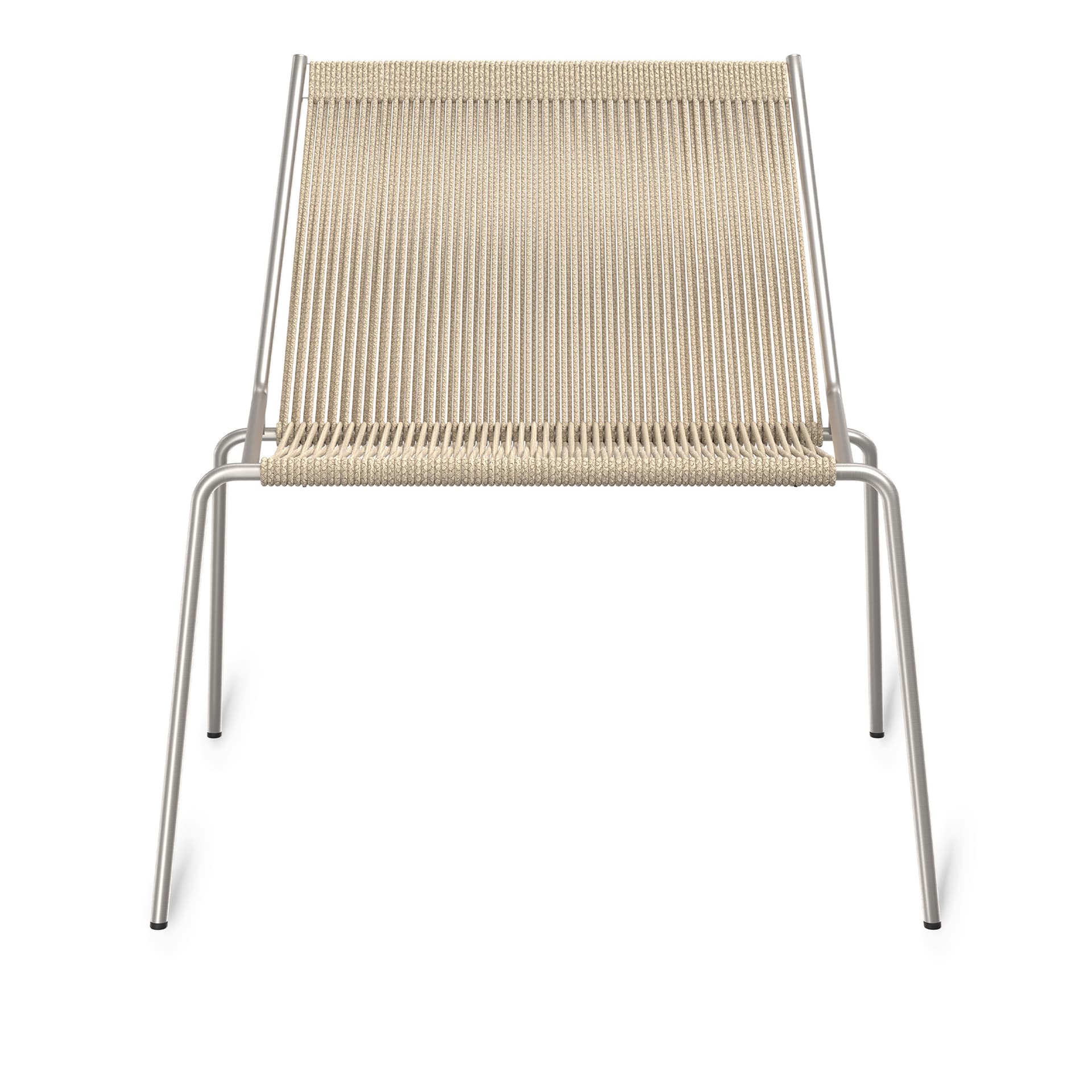 Thorup Copenhagen - Noel Lounge, Brushed stainless steel base, Upholstered seat and back, linen flag halyard, natural - Lenestoler - Kasper Thorup - Sølv - Metall/Tekstilmateriale