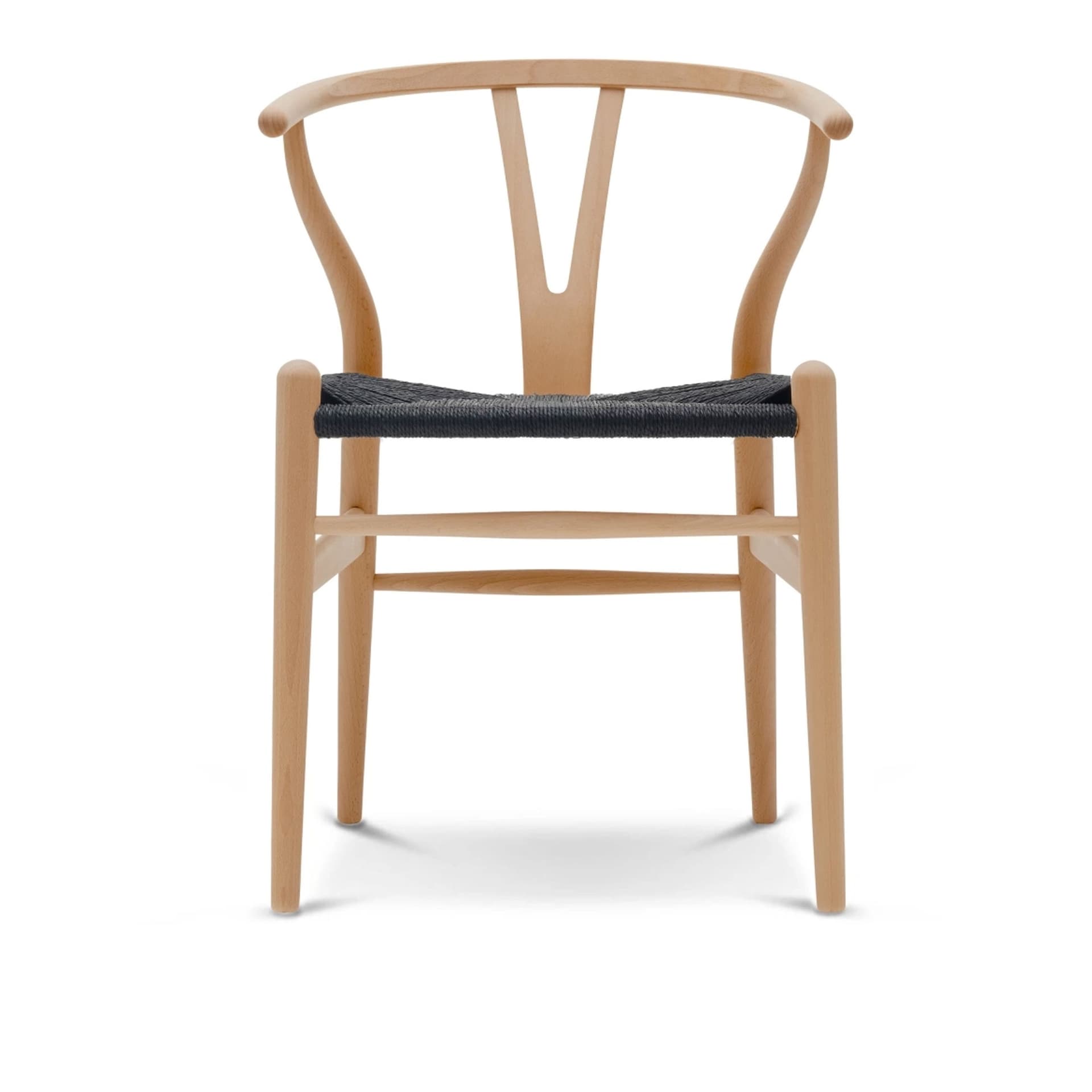 Carl Hansen - CH24 Y-Stolen, Klarlackad Bok, Svartflätat papperssnöre - Spisestoler - Hans J. Wegner - Tre farget - Papir/Tre