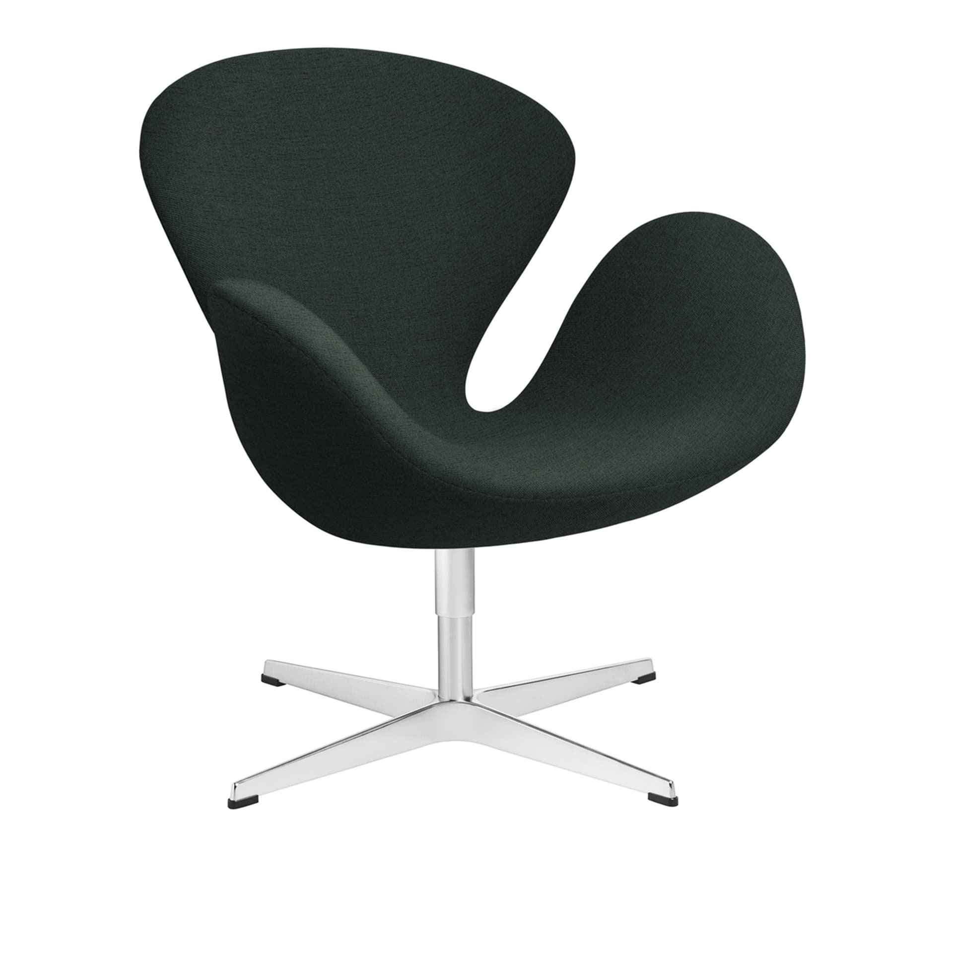 Fritz Hansen - 3320 Svanen Fåtölj, Dark Green 1161 Christianshavn Fabric, Snurrbar stjärnfot - Svingbare lenestoler - Arne Jacobsen - Grønn - Metall/Skum/Ull