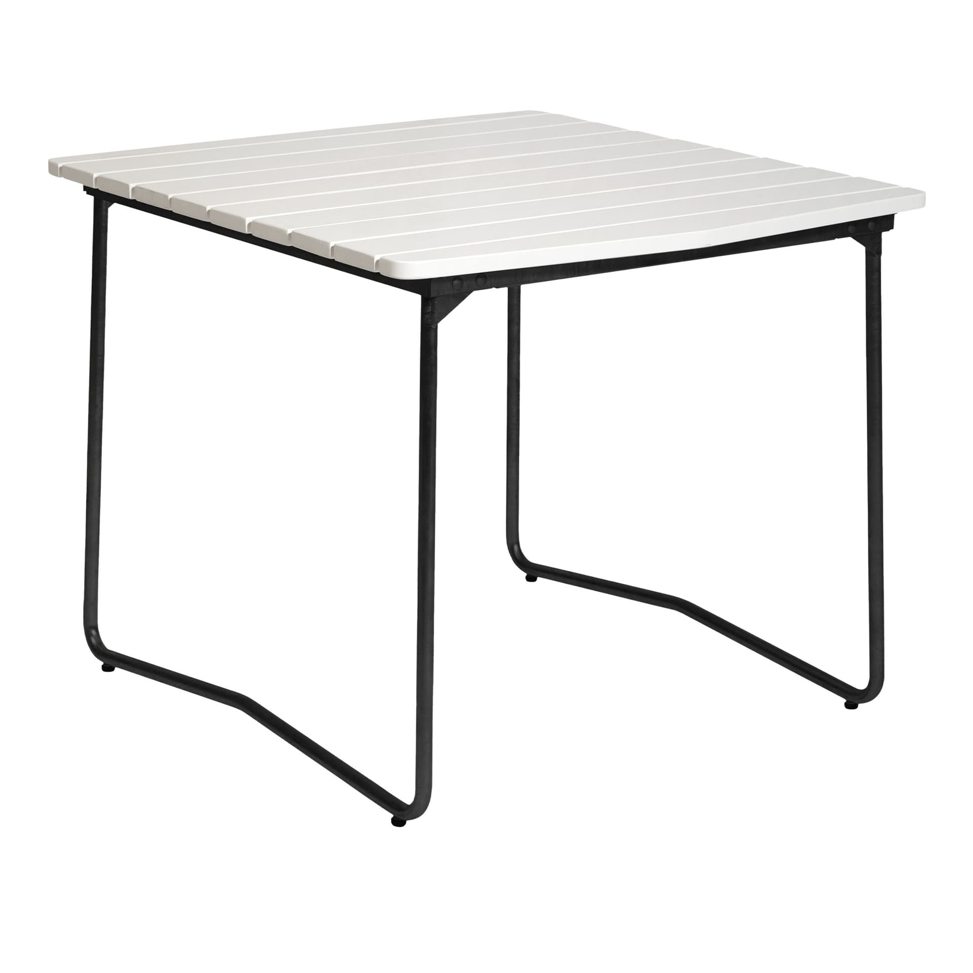Grythyttan Stålmöbler - Bord B31 84cm svart stativ hvitlakkert eik - Utendørs spisebord - Hvit