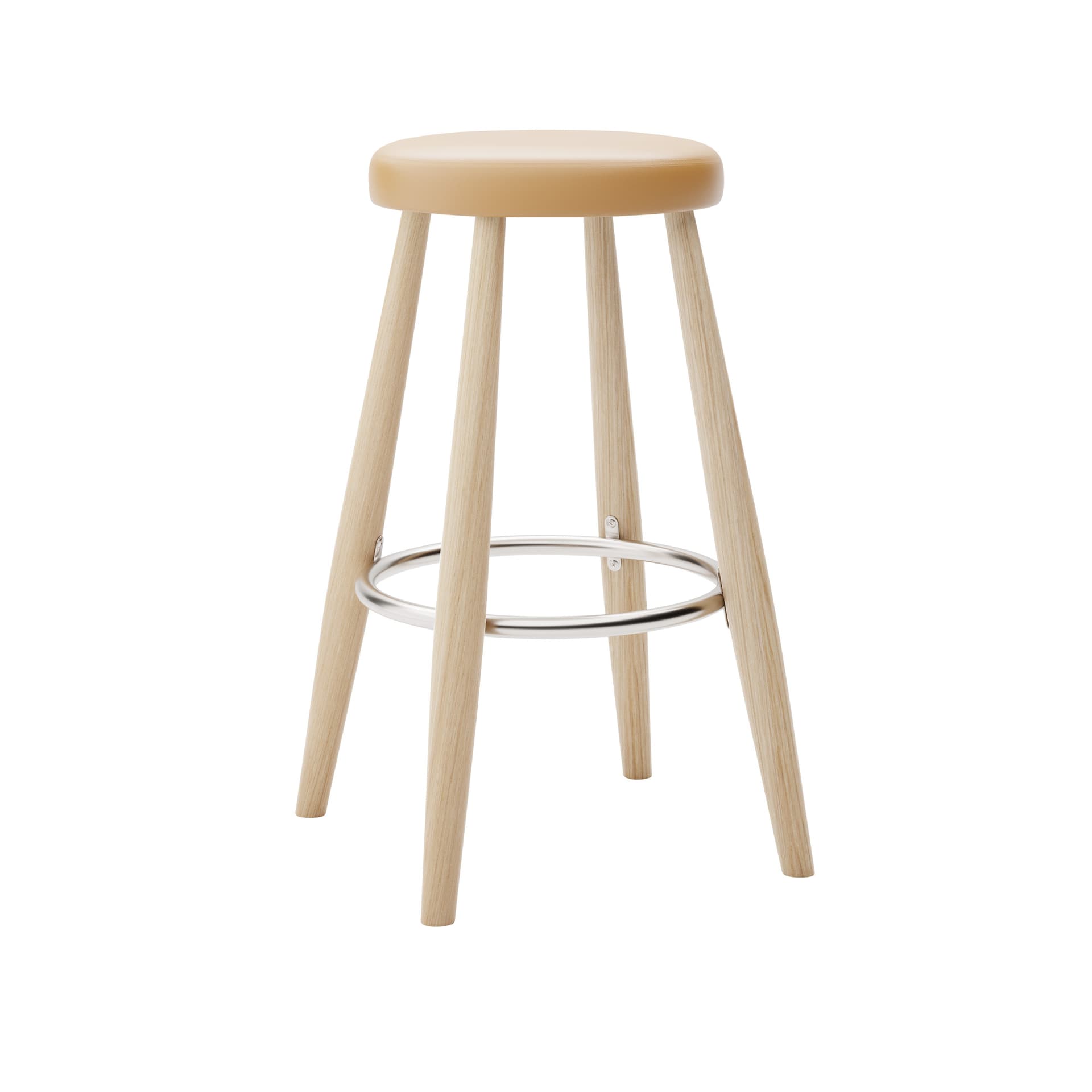 Carl Hansen - CH58 Low Stool, Vitoljad Ek, Lädergrupp A Loke - 7050 - Barstoler & barkrakker - Hans J. Wegner - Tre farget - Lær/Metall/Tre
