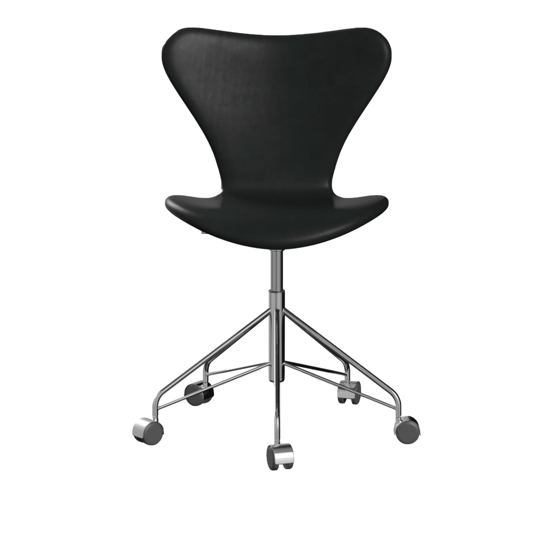 Fritz Hansen - 3117 Sjuan - Helklädd, Läder, Grace Black - Kontorstoler - Arne Jacobsen - Svart