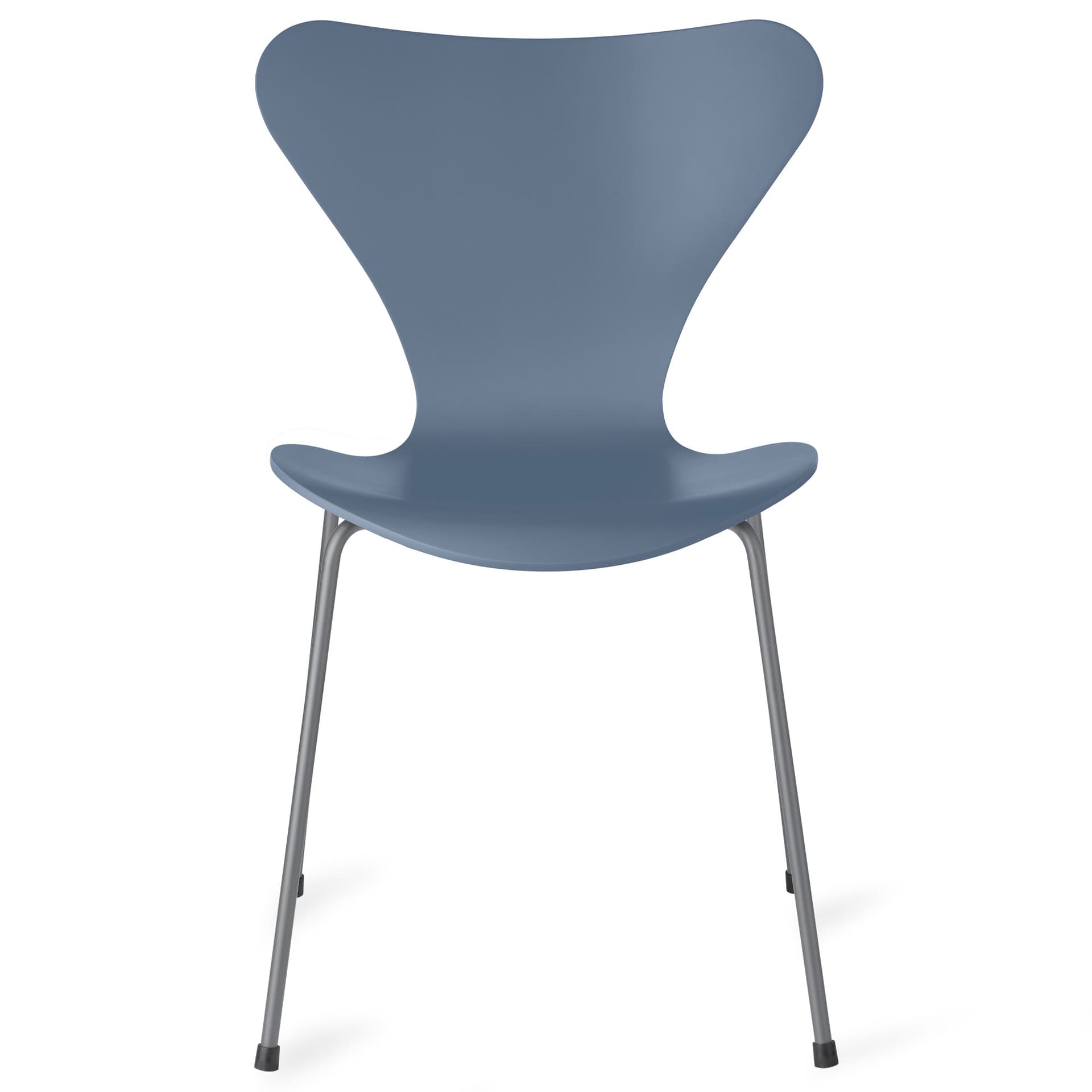 Fritz Hansen - Series 7 stol 3107 bøkfiner stålunderstell sølvgrå dusk blue - Spisestoler - Arne Jacobsen - Blå - Metall/Tre