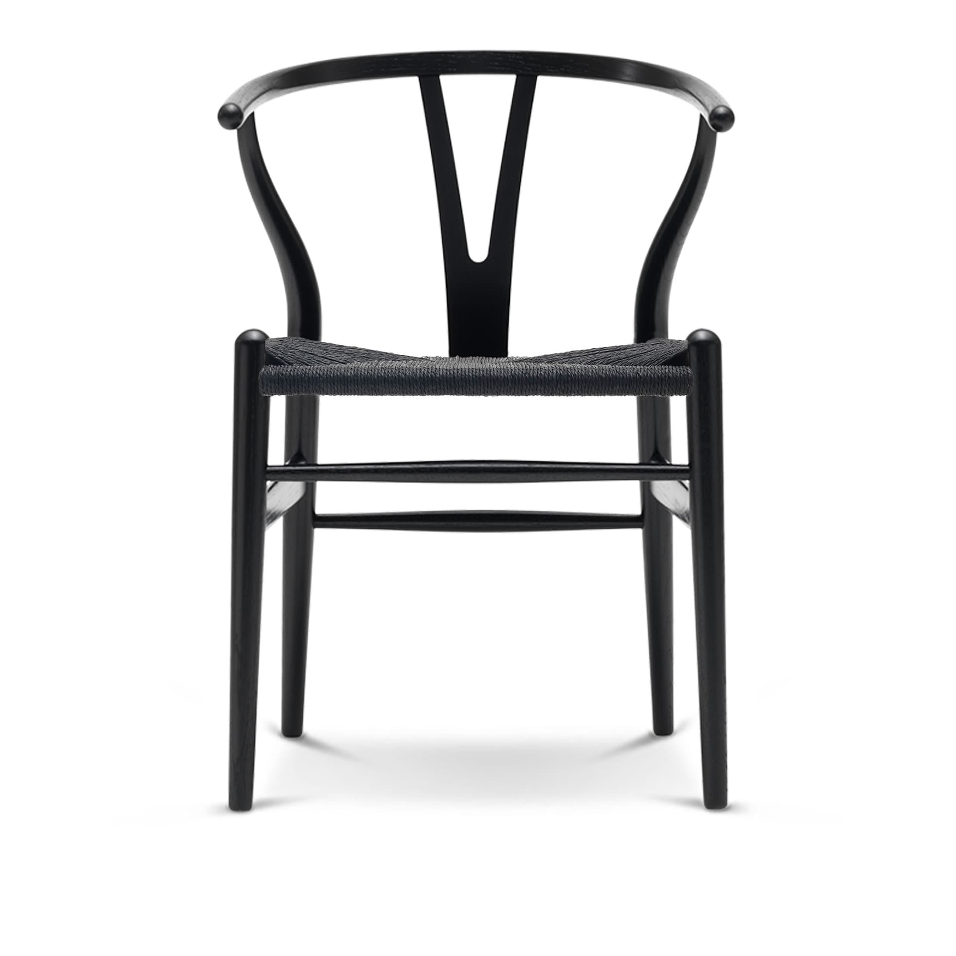 Carl Hansen - CH24 Y-Stolen Ek/ Snöre Svart Svartlackerad - Spisestoler - Hans J. Wegner - Svart - Papir/Tre