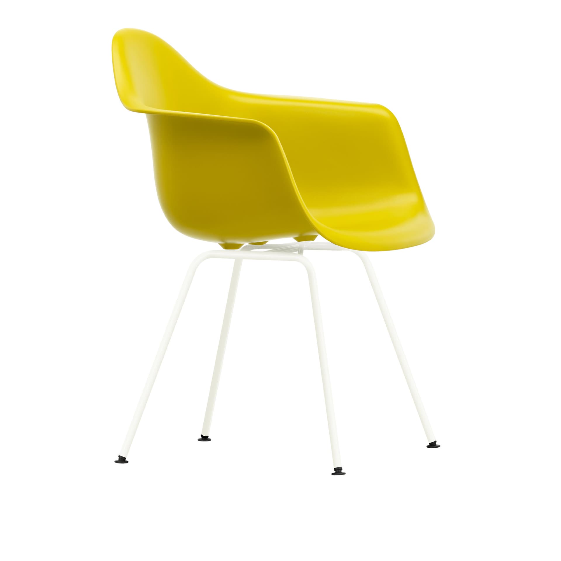 Vitra - Eames Plastic Armchair DAX - 34 Mustard - White Base - Spisestoler - Charles & Ray Eames - Gul - Metall/Plast