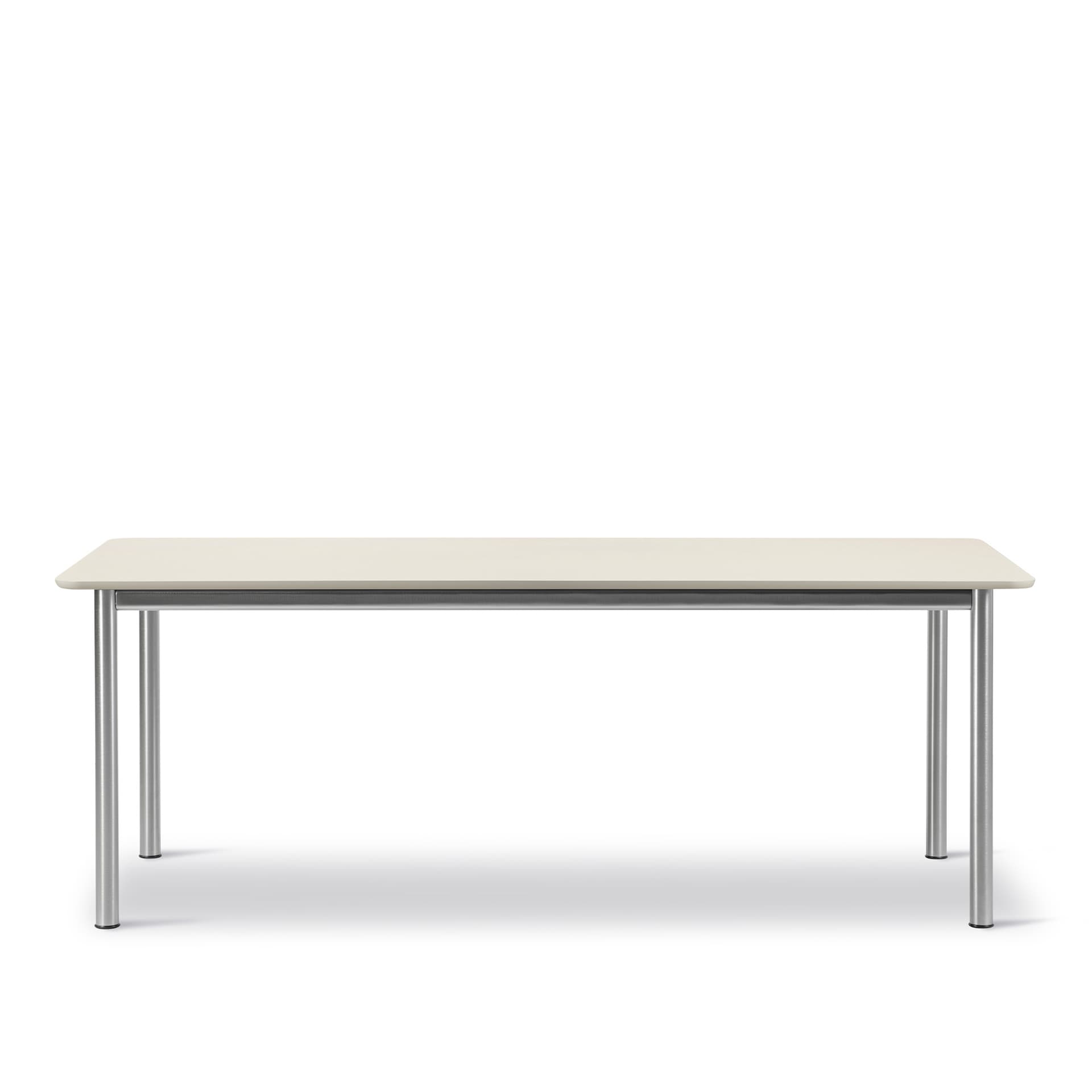 Fredericia Furniture - Plan Table - Table 200 x 100 cm - height 73 cm - Really - Cotton Cream - Straight edges matching ABS - Brushed steel - Skrivebord - Edward Barber & Jay Osgerby - Tre farget - Tre