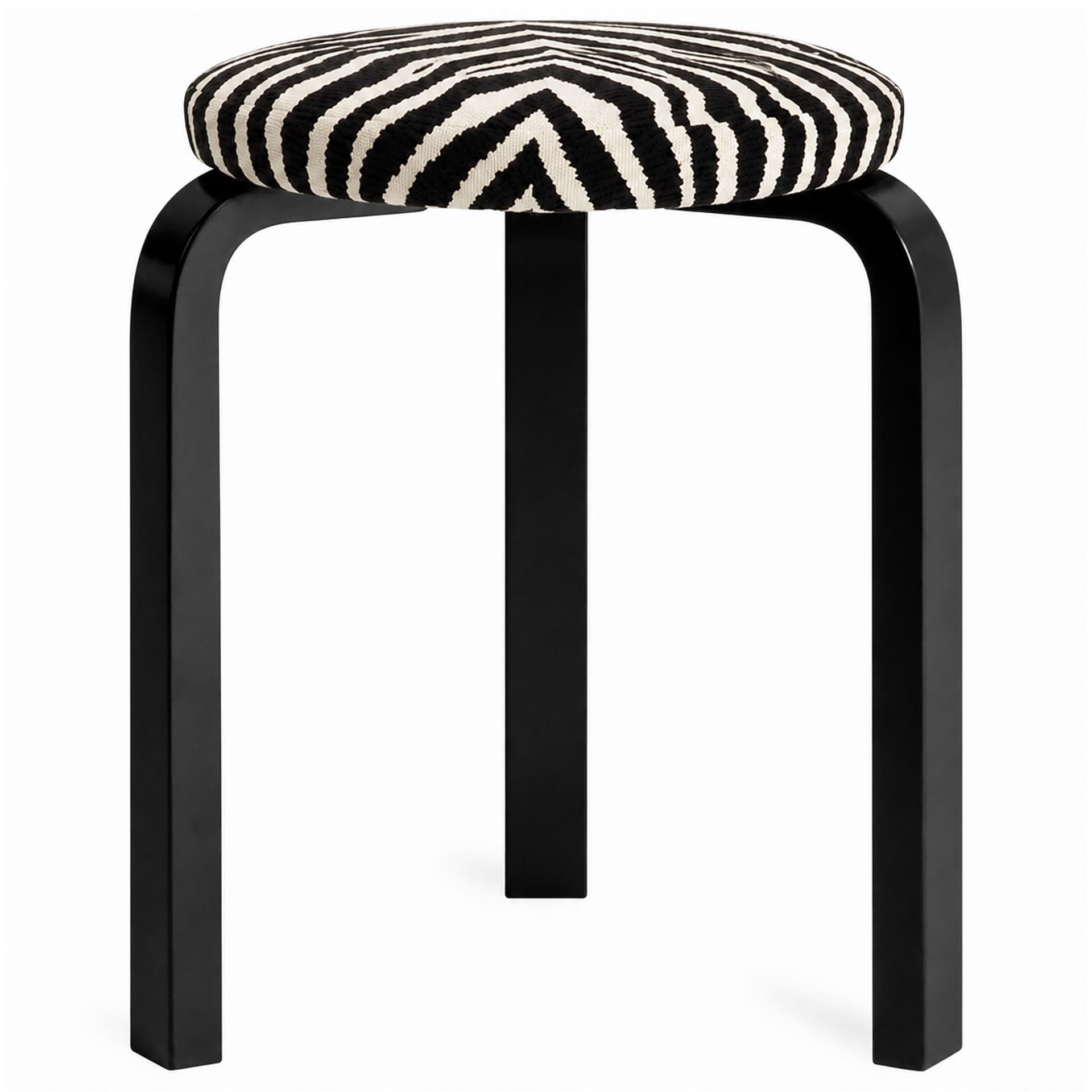 Artek - Stool 60 sittpall svartlackad björk / svart zebra - Krakker - Alvar Aalto - Svart - Tre