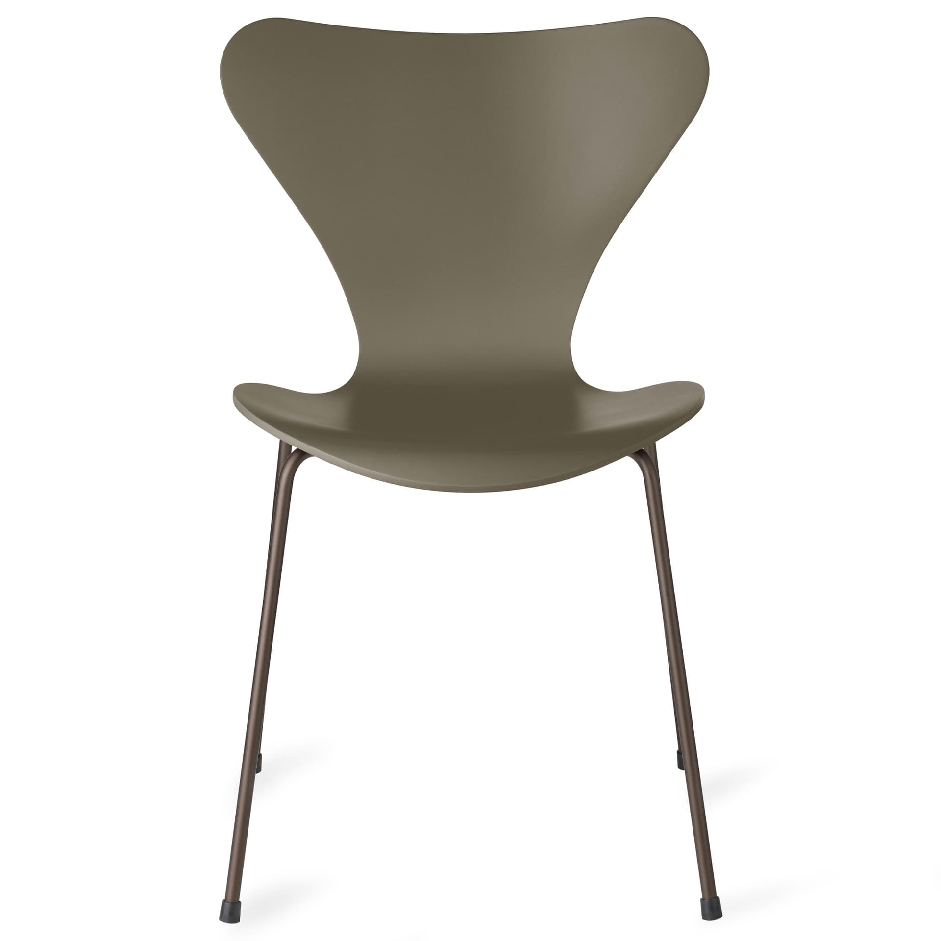 Fritz Hansen - Series 7 stol 3107 bøkfiner stålunderstell brun bronse olive green - Spisestoler - Arne Jacobsen - Grønn - Metall/Tre