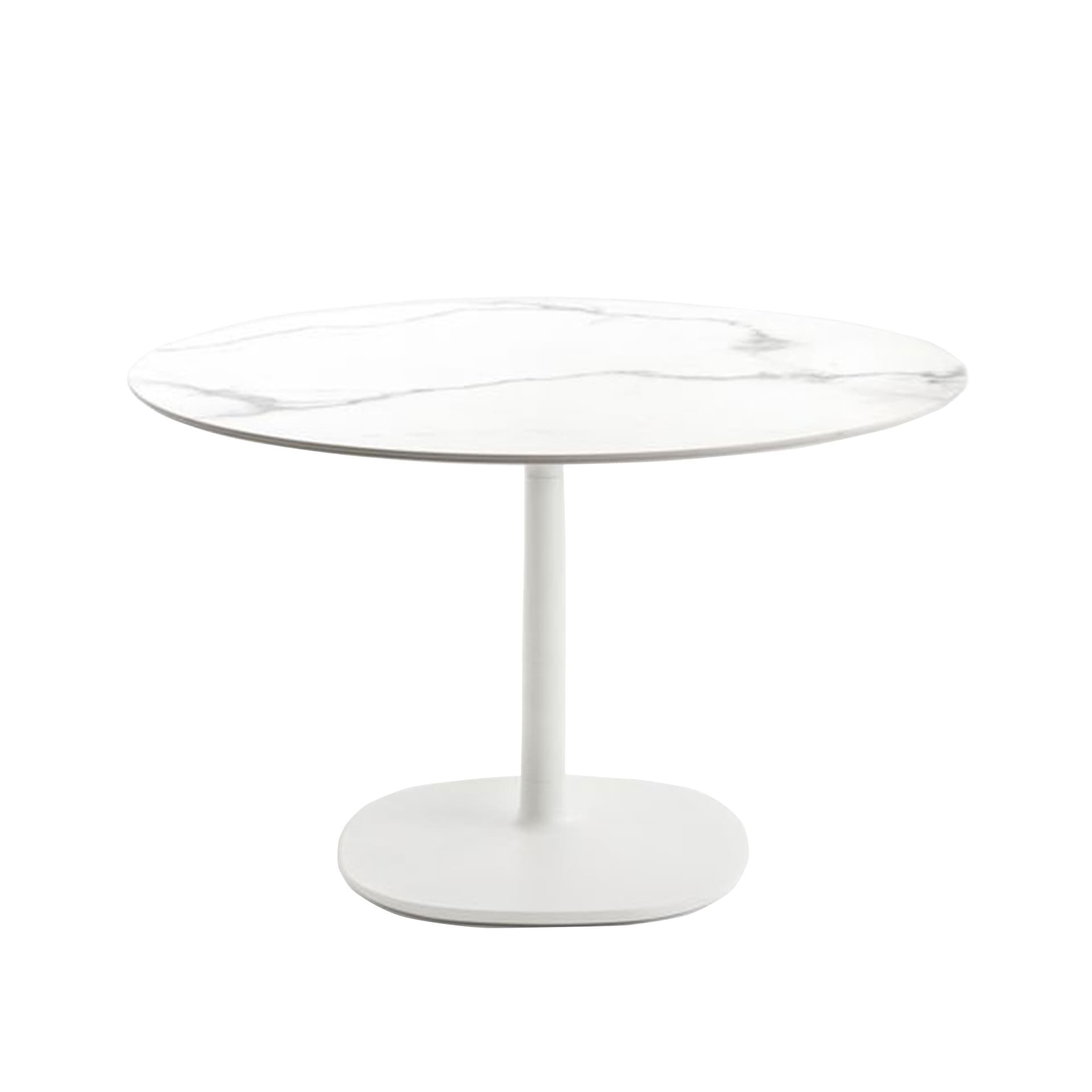 Kartell - Multiplo 4136 rundt bord Ø135 med stor kvadratisk base hvit marmor - Spisebord - Antonio Citterio - Hvit - Naturlig materiale/Metall