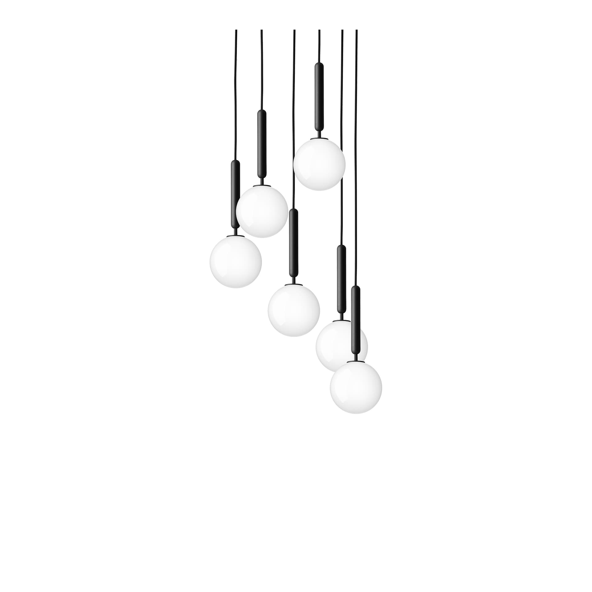 Nuura Aps - Miira 6 lysekrone, Ø 35 cm, grå/opal, 6 lyskilder Nuura