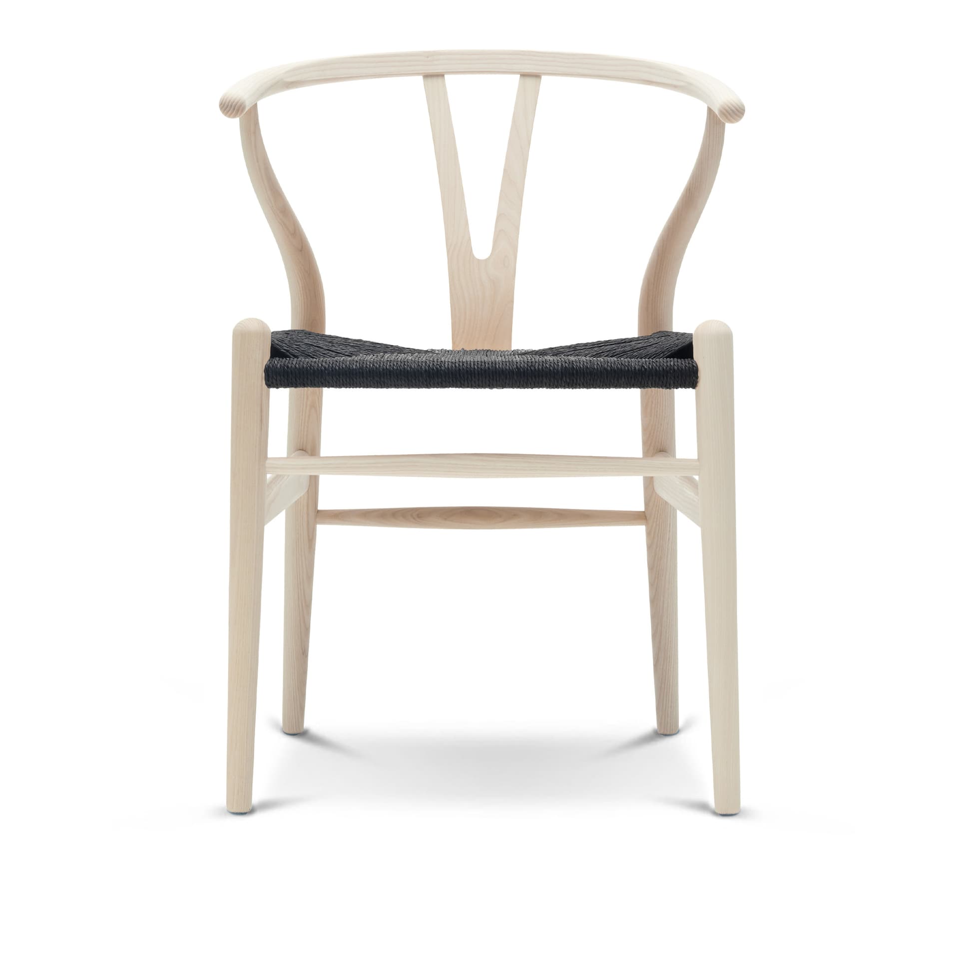 Carl Hansen - CH24 Y-Stolen, Vitoljad Ask, Svartflätat papperssnöre - Spisestoler - Hans J. Wegner - Tre farget - Papir/Tre