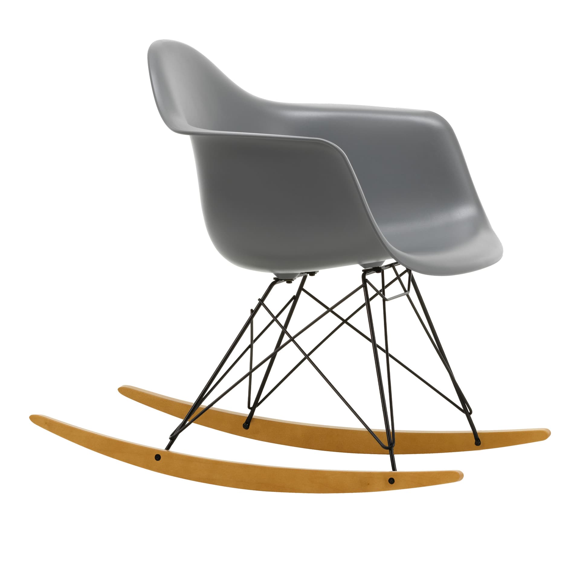 Vitra - Eames Plastic Armchair RAR - 56 Granite Grey - Basic Dark Base - Golden Maple - Lenestoler - Charles & Ray Eames - Grå - Metall/Tre/Plast