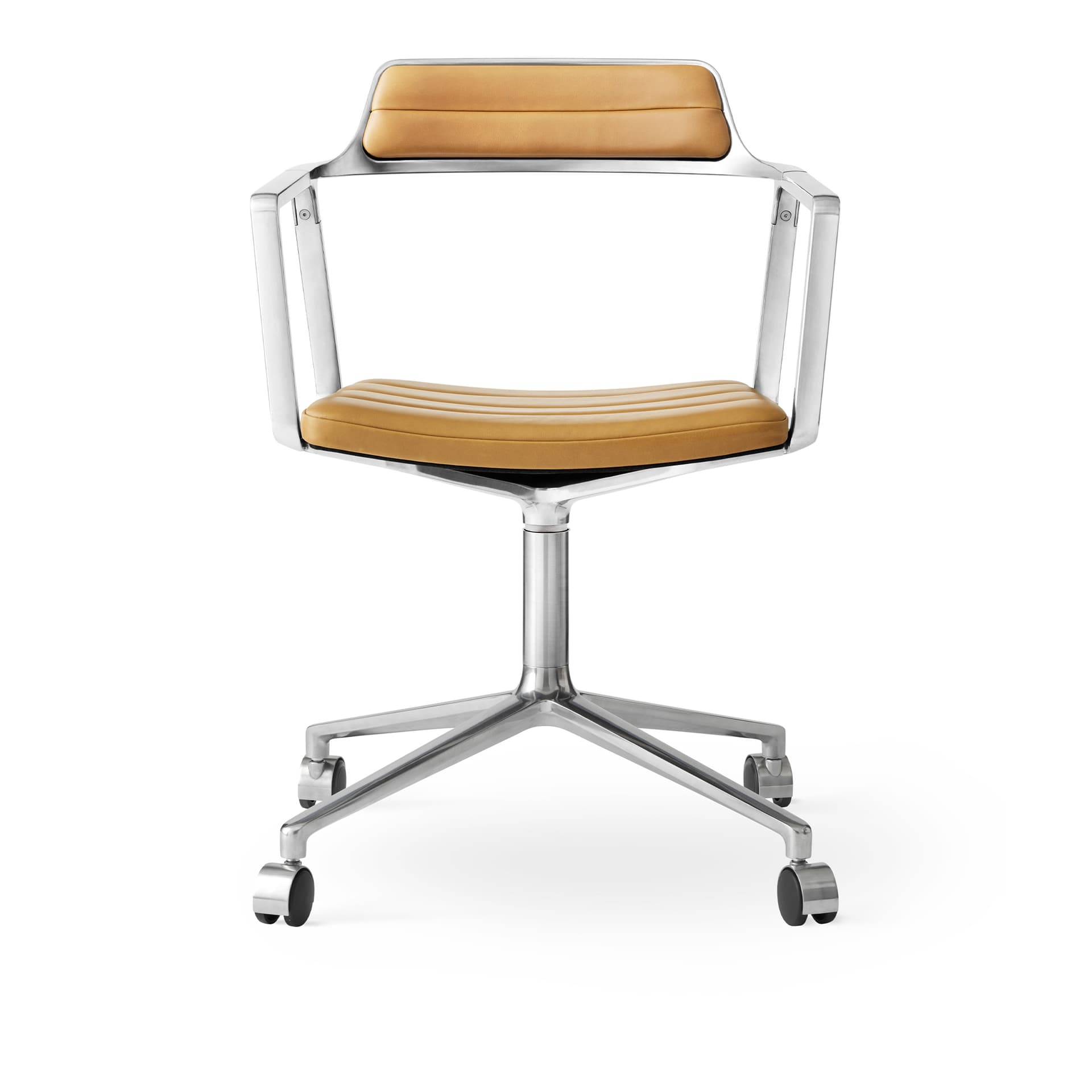 Vipp - Vipp452 kontorstol hjul polerad ram camel läder - Kontorstoler - Brun