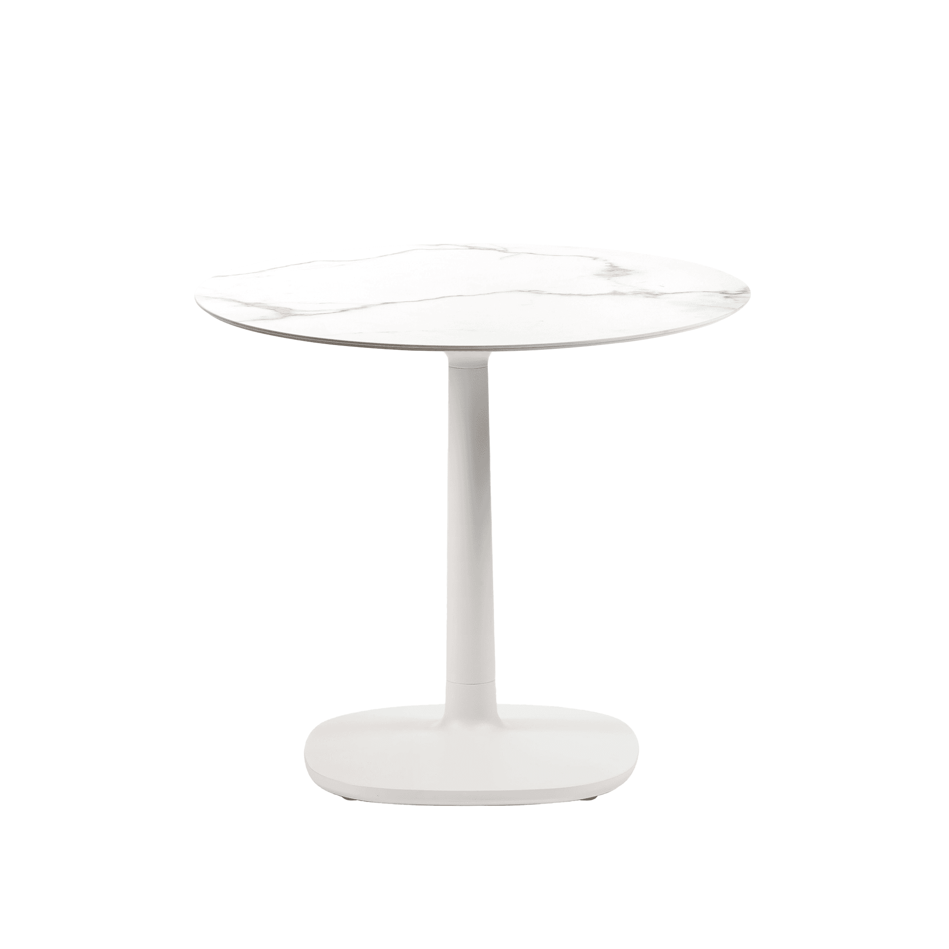 Kartell - Multiplo 4069 rundt bord Ø78 med liten kvadratisk base hvit marmor - Spisebord - Antonio Citterio - Hvit - Naturlig materiale/Metall