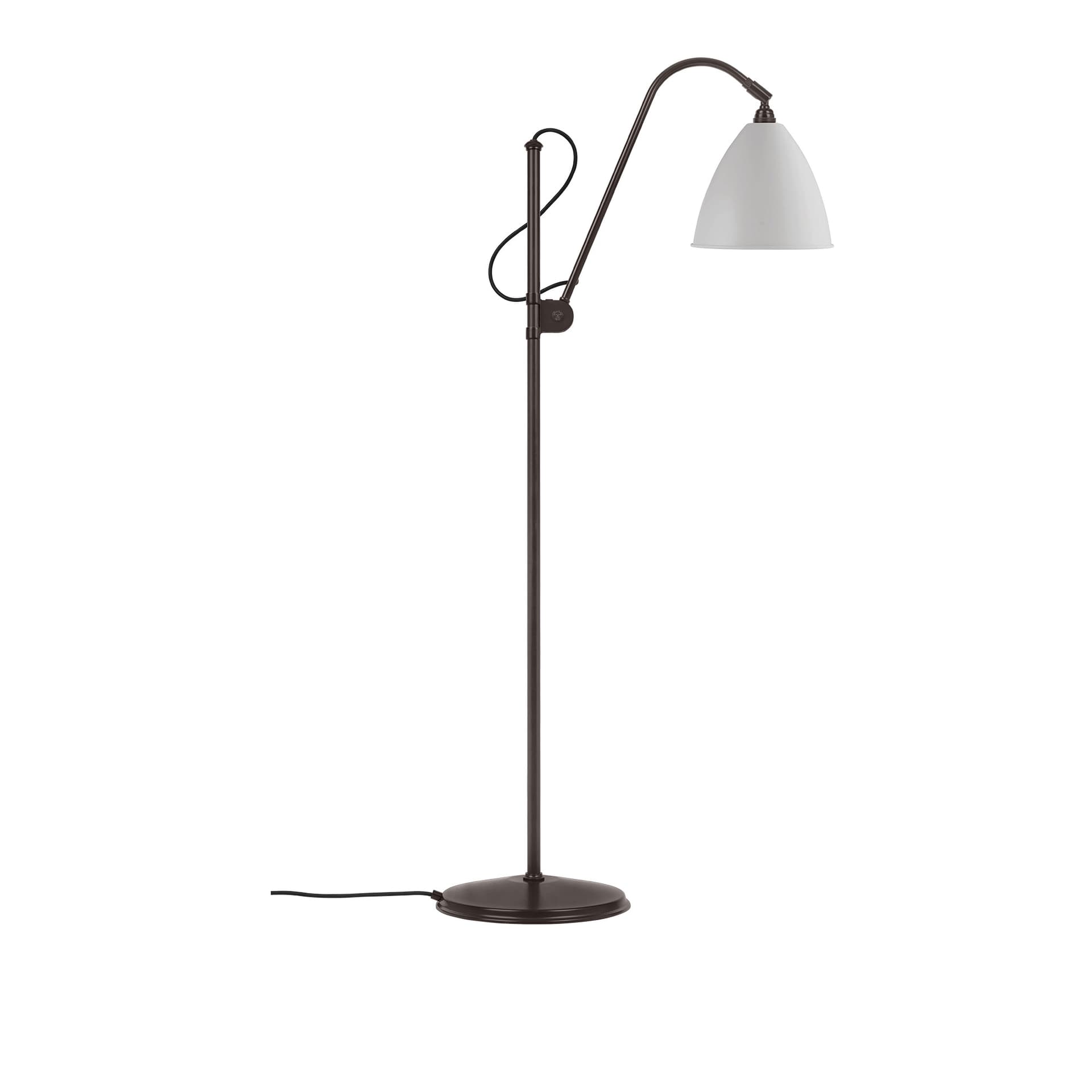 Gubi - BL3 Floor, Medium, Black Brass/White Semi Matt - Leselamper - Robert Dudley Best - Svart