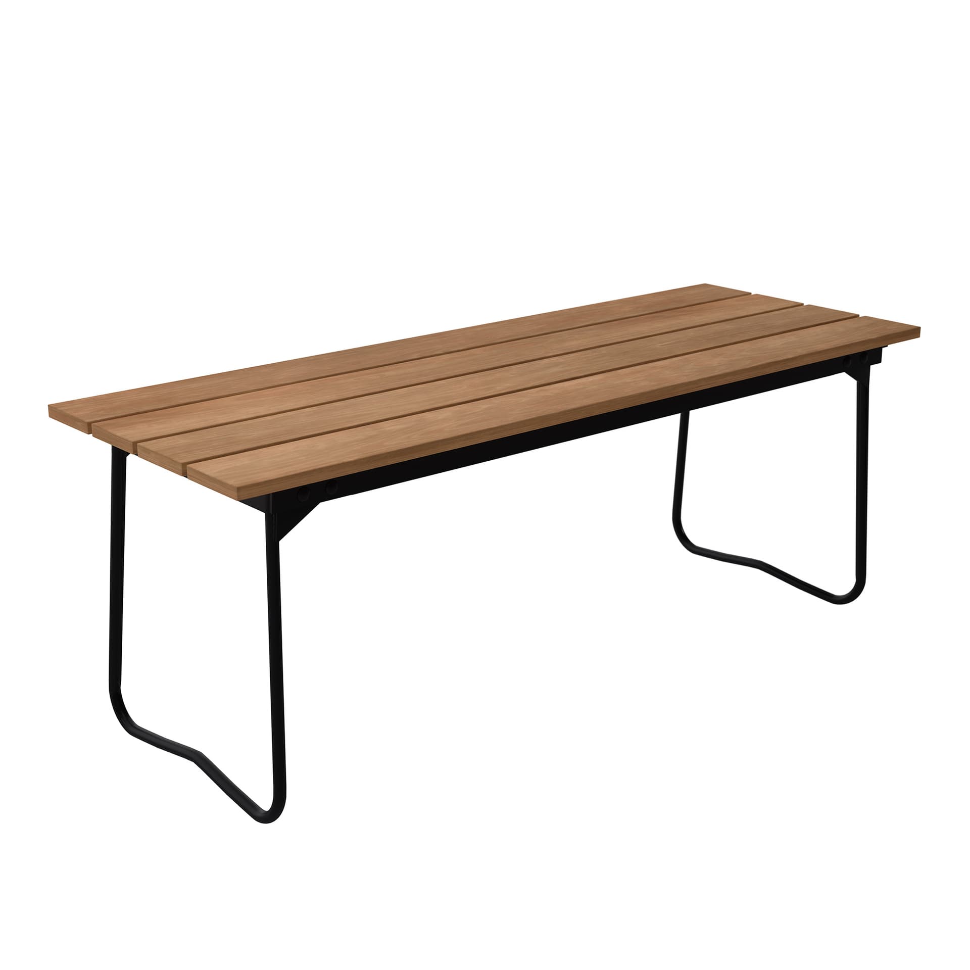 Grythyttan Stålmöbler - Bench 8 Obehandlad Teak / Svart Stativ - Hagebenker & sofaer - Artur Lindqvist - Tre farget - Metall/Tre