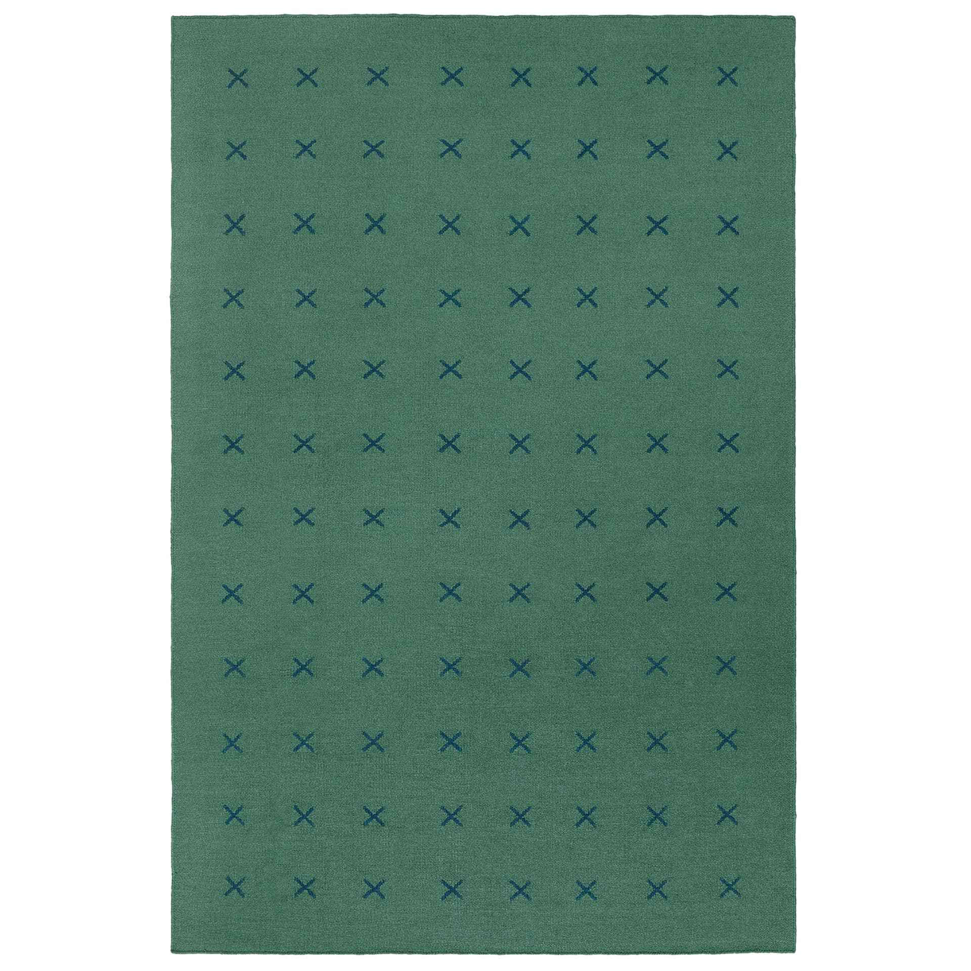 Nordic Knots - Cross Green/Deep Teal 200 x 300 cm - Mønstrede tepper - Grønn - Ull