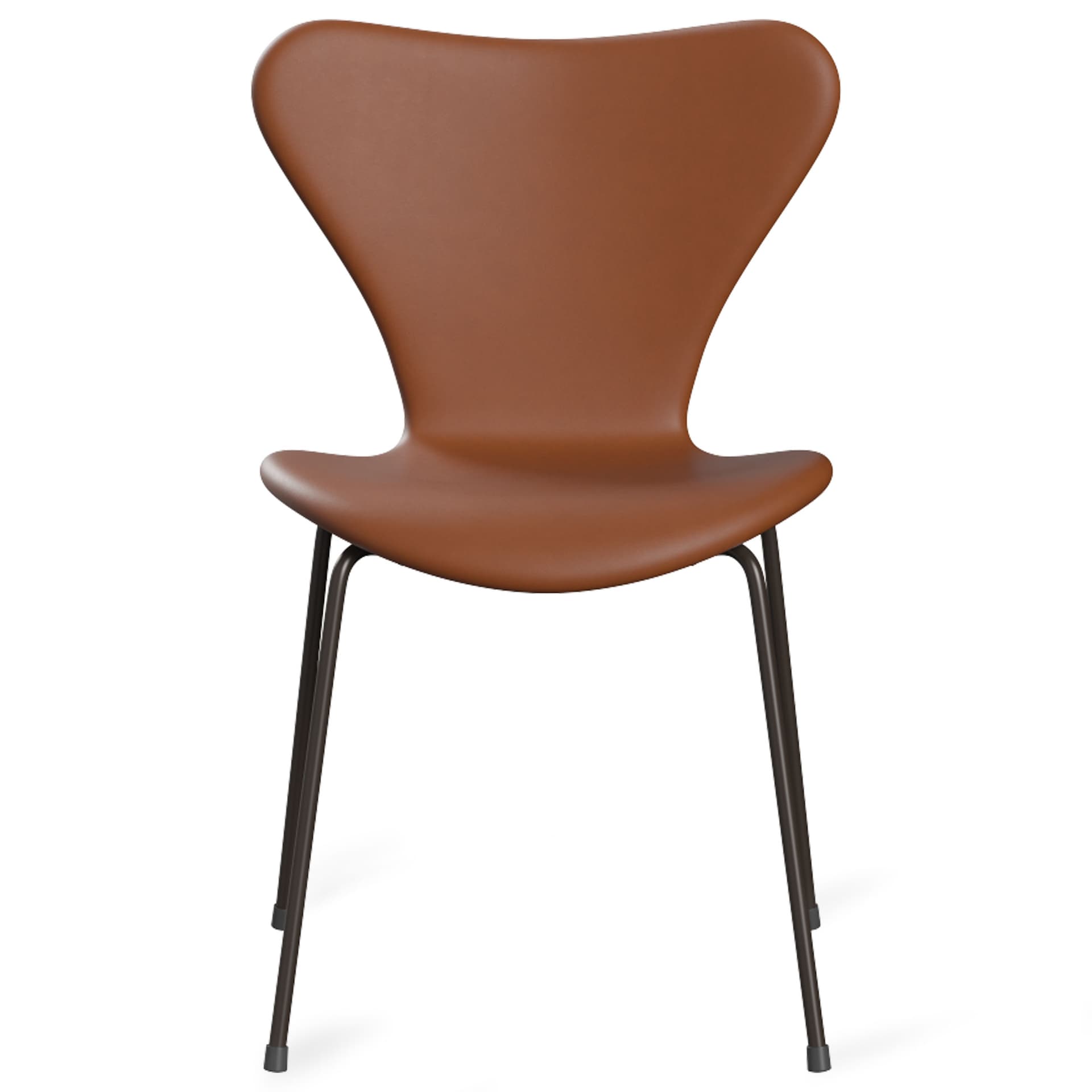 Fritz Hansen - Series 7 stol 3107 heltrukket lær stålram brun bronse essential walnut - Spisestoler - Arne Jacobsen - Brun - Lær/Metall/Tre