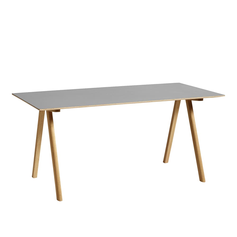 HAY - CPH10 2.0 Desk Lacquered Oak Frame L160 X W80 X H74 Grey Linoleum Top Lacquered Edge - Skrivebord - Ronan & Erwan Bouroullec - Grå - Tre