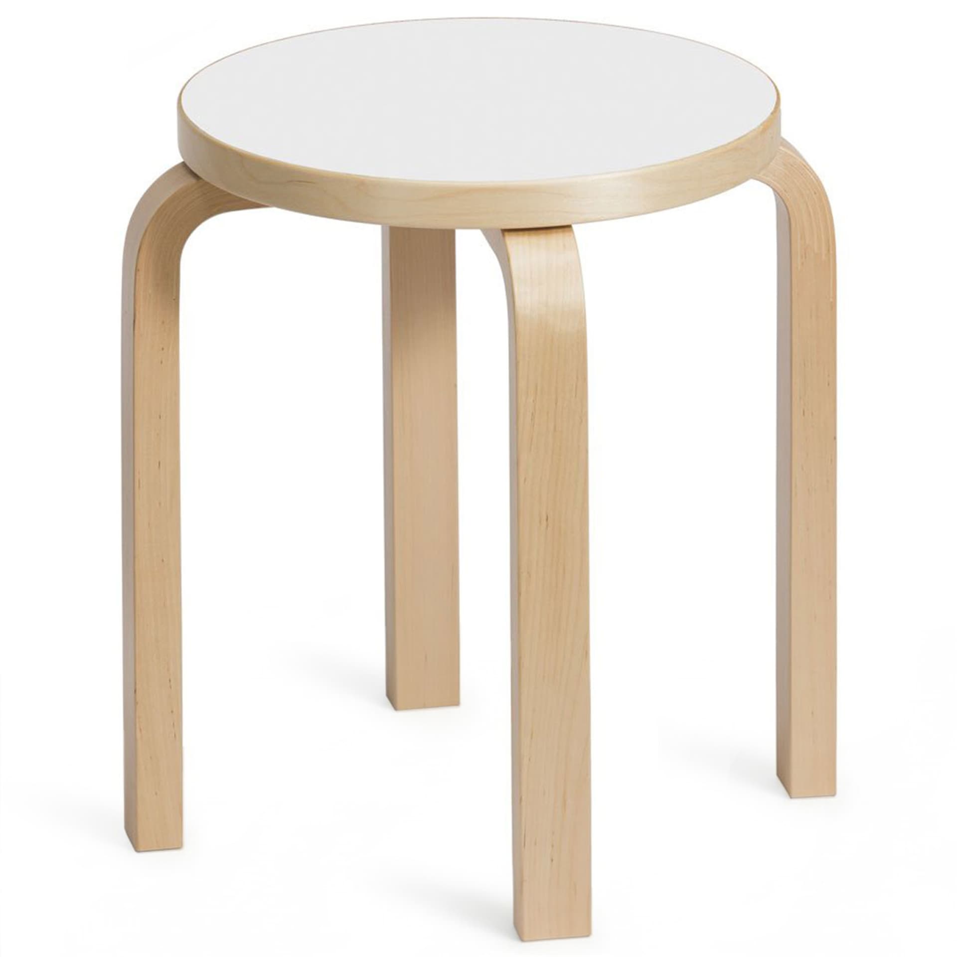Artek - Pall E60, 4 ben, Klarlackade ben, Vit laminat sits - Krakker - Alvar Aalto - Hvit - Tre