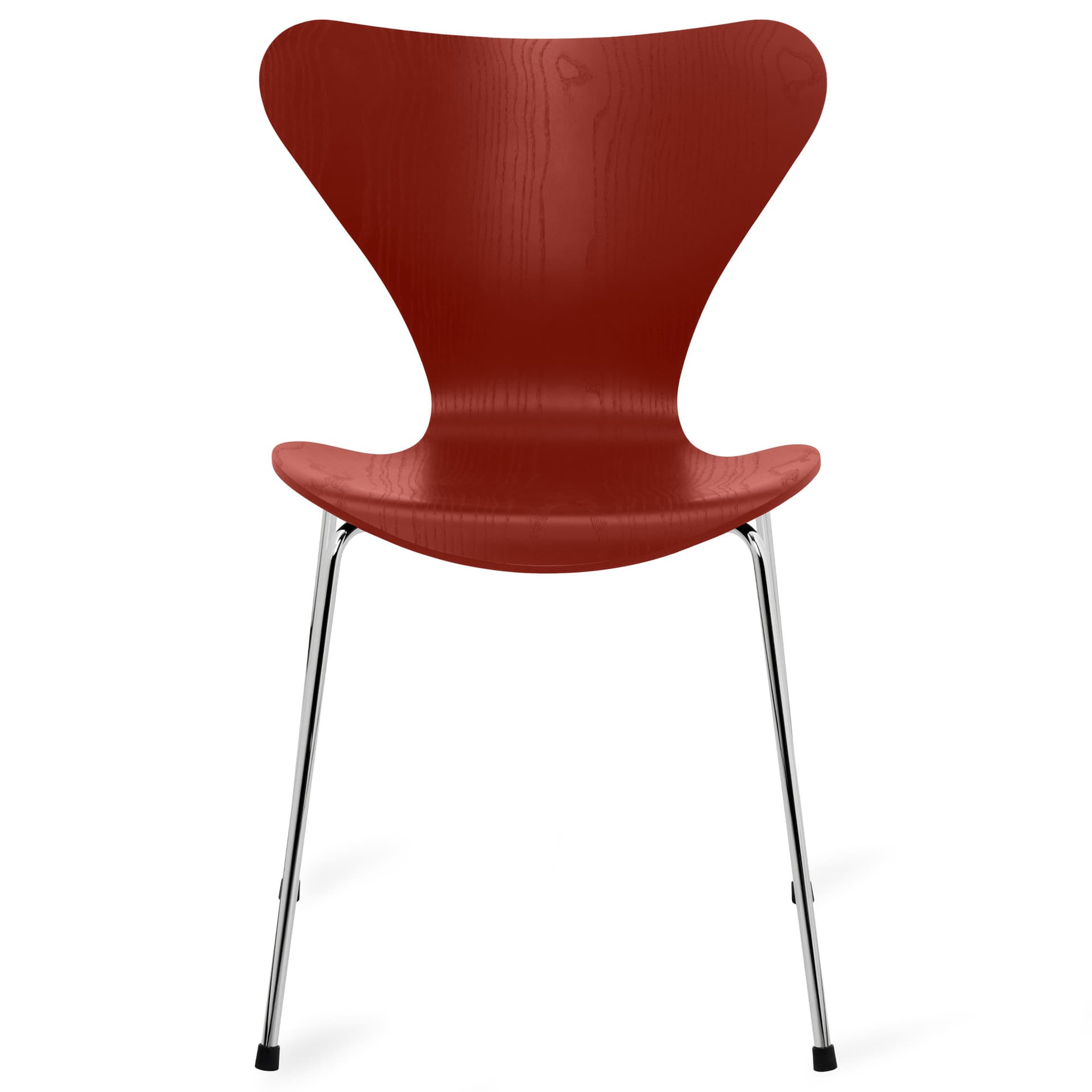 Fritz Hansen - Series 7 stol 3107 farget askfiner stålram krom venetian red - Spisestoler - Arne Jacobsen - Rød - Metall/Tre