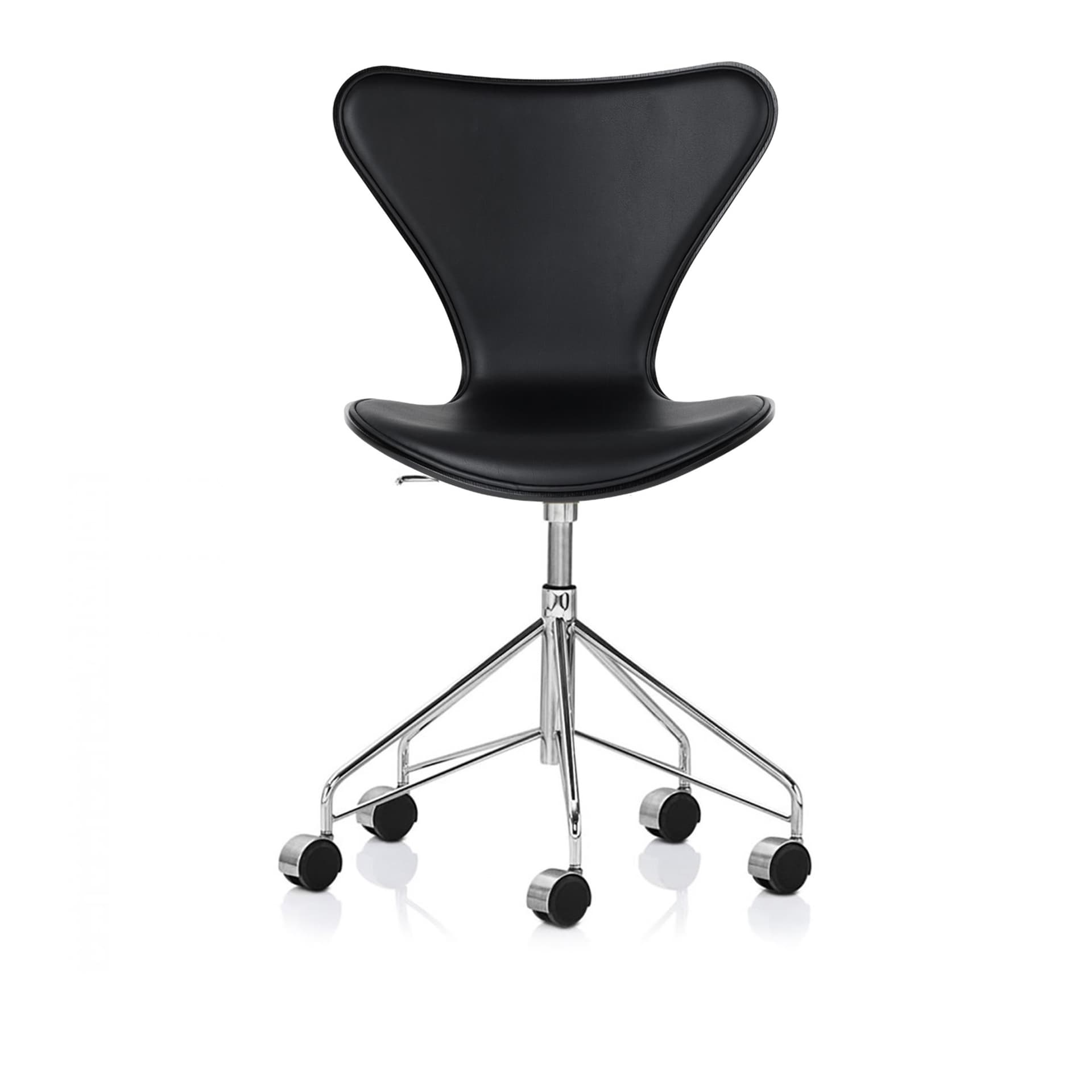 Fritz Hansen - Sjuan 3117 Framsidesklädd Läder Essential Black - Kontorstoler - Arne Jacobsen - Svart