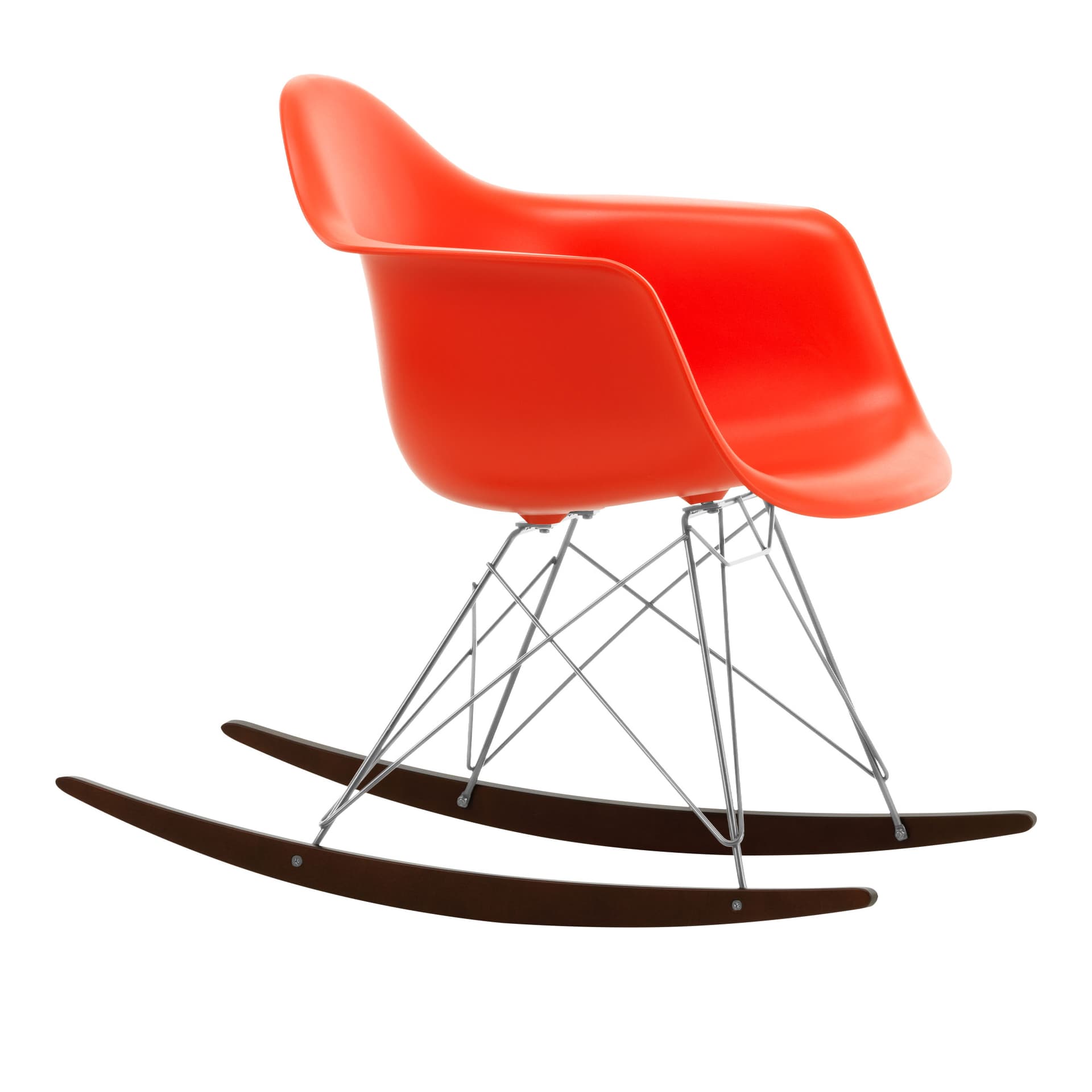 Vitra - Eames Plastic Armchair RAR - 03 Poppy Red - Chrome Base - Dark Maple - Lenestoler - Charles & Ray Eames - Rød - Metall/Tre/Plast