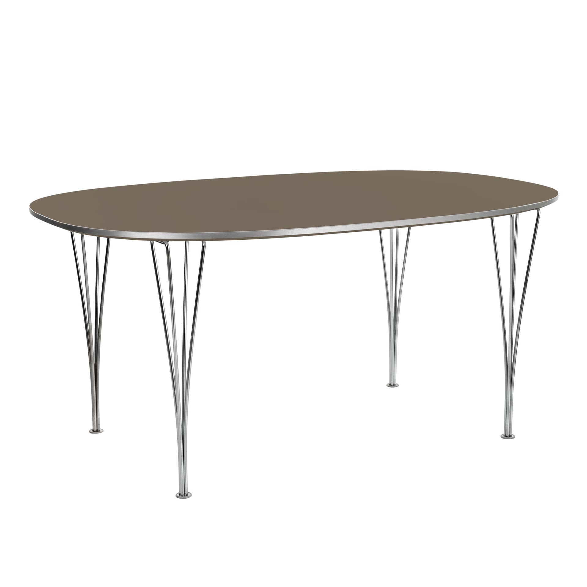 Fritz Hansen - Superellips B614 – 240x120 cm Brown Ottowa/Chrome - Spisebord - Arne Jacobsen,Bruno Mathsson,Piet Hein - Brun - Metall/Tre