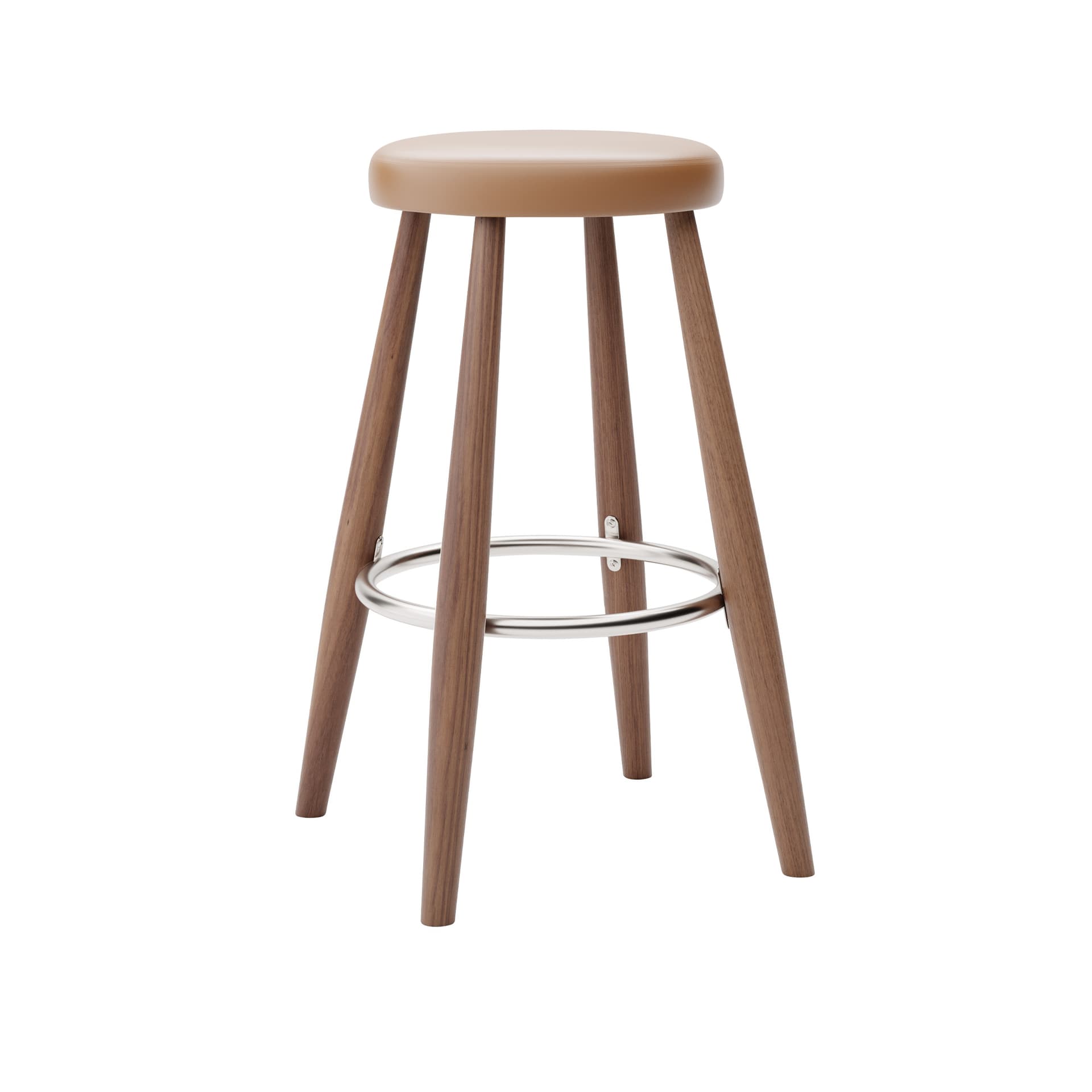 Carl Hansen - CH58 Low Stool, Oljad Valnöt, Lädergrupp B Thor - 307 - Barstoler & barkrakker - Hans J. Wegner - Tre farget - Lær/Metall/Tre