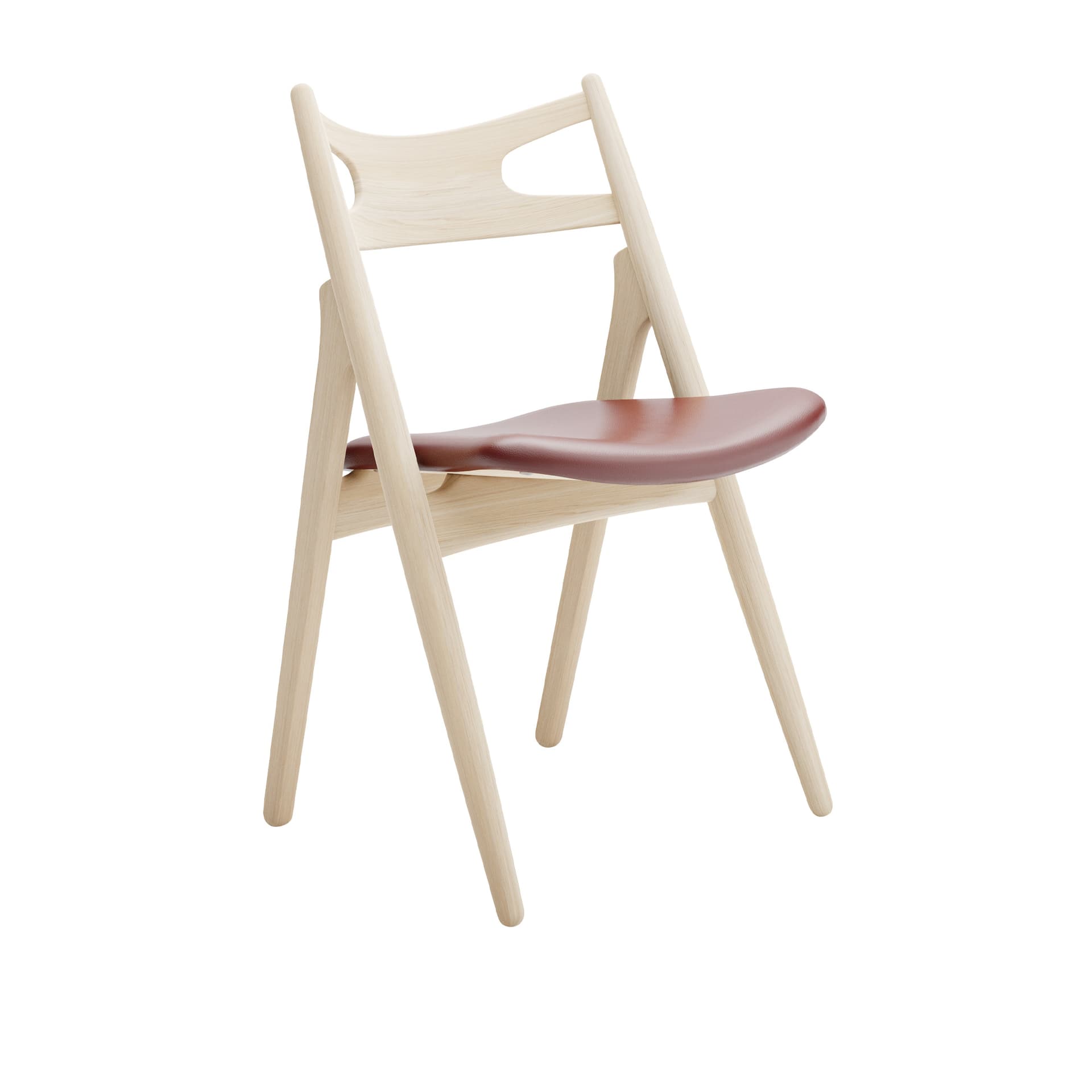 Carl Hansen - CH29P Sawbuck Chair, Tvålad Ek, Lädergrupp B Thor - 332 - Spisestoler - Hans J. Wegner - Tre farget - Lær/Tre
