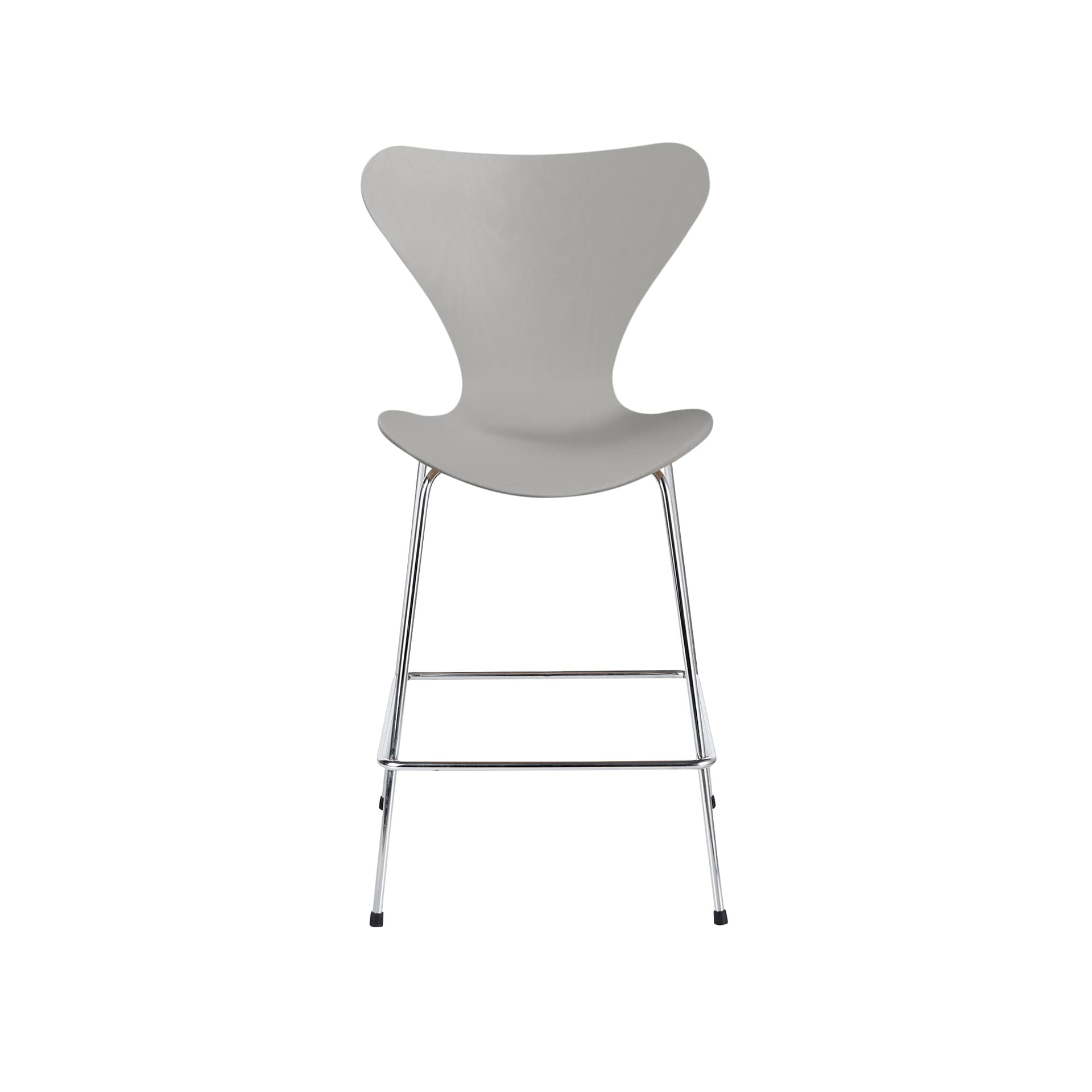 Fritz Hansen - 3187 Sjuan, Färgad askfanér, Nine Grey - Barstoler & barkrakker - Arne Jacobsen - Grå - Metall/Tre