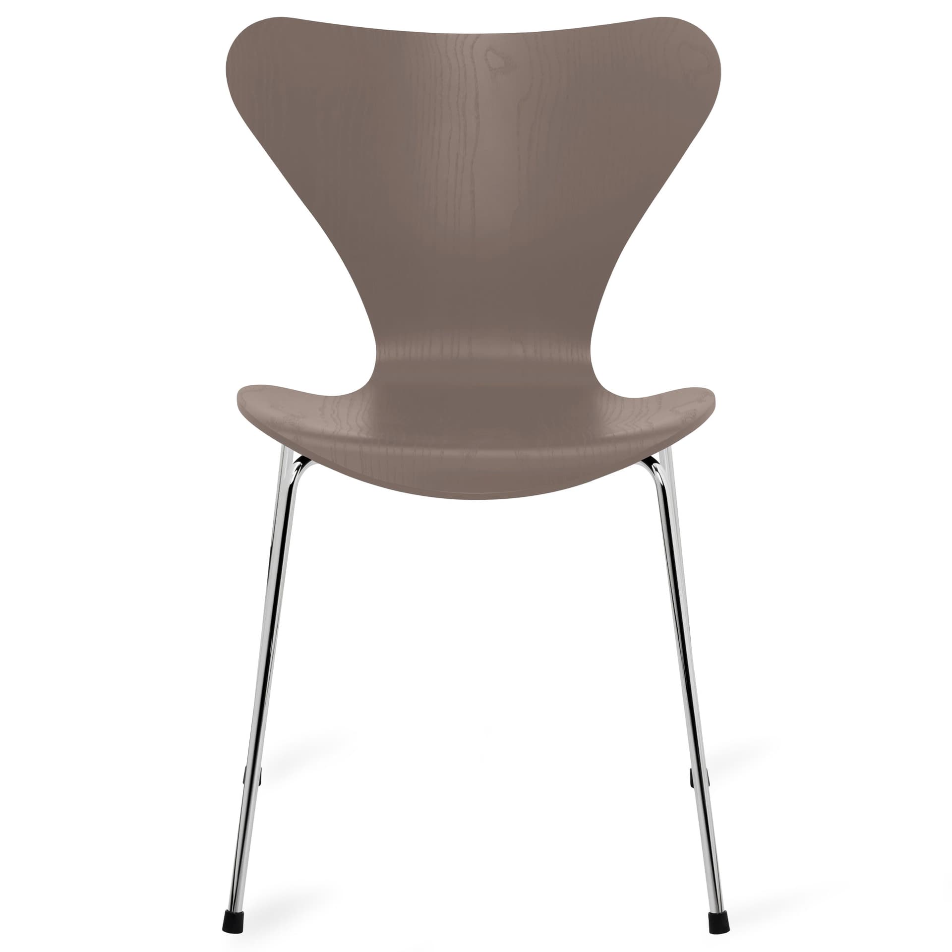 Fritz Hansen - Series 7 stol 3107 farget askfiner stålram krom deep clay - Spisestoler - Arne Jacobsen - Beige,Grå - Metall/Tre