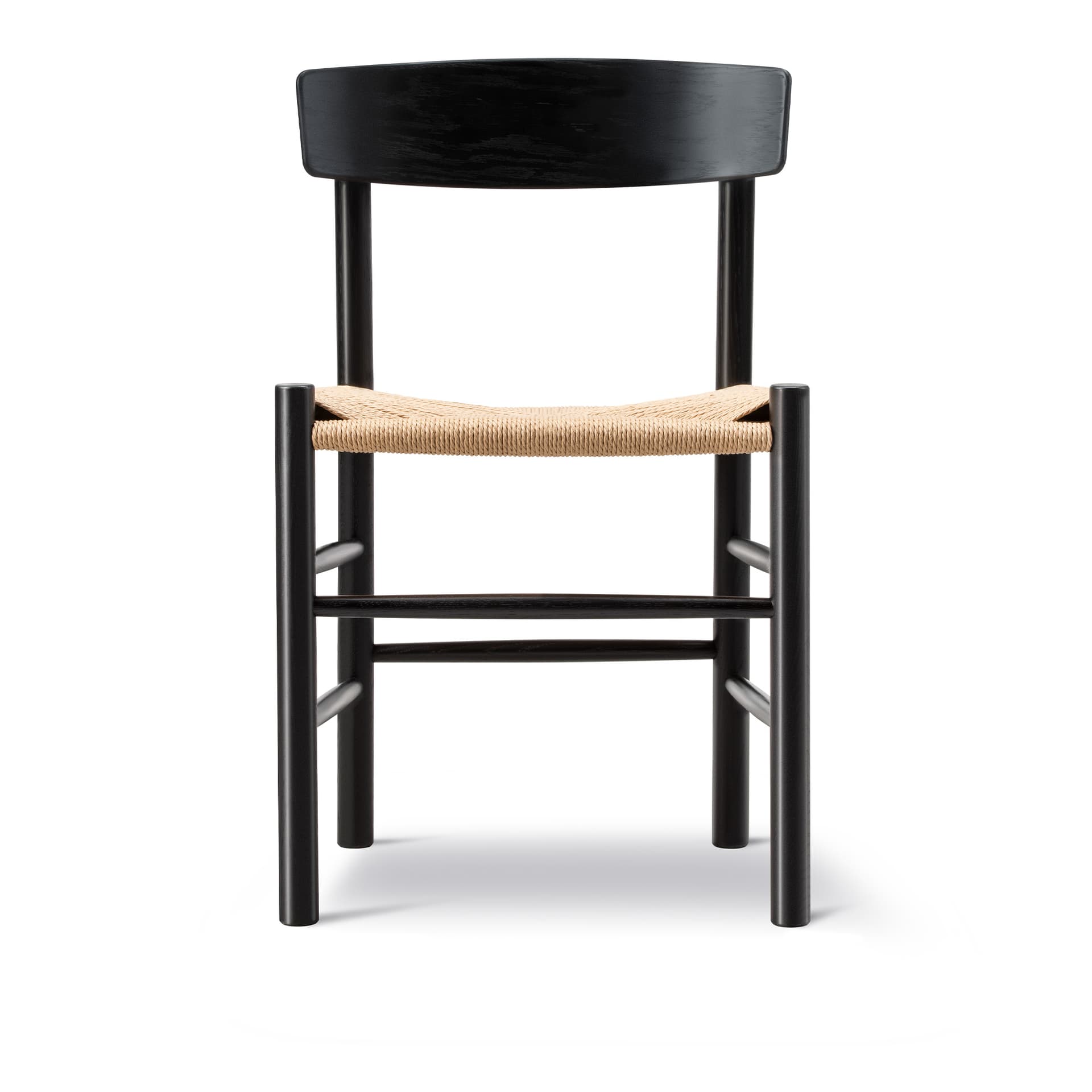 Fredericia Furniture - Mogensen J39 Chair, Svartlackerad Bok, Natur Sits - Spisestoler - Børge Mogensen - Svart