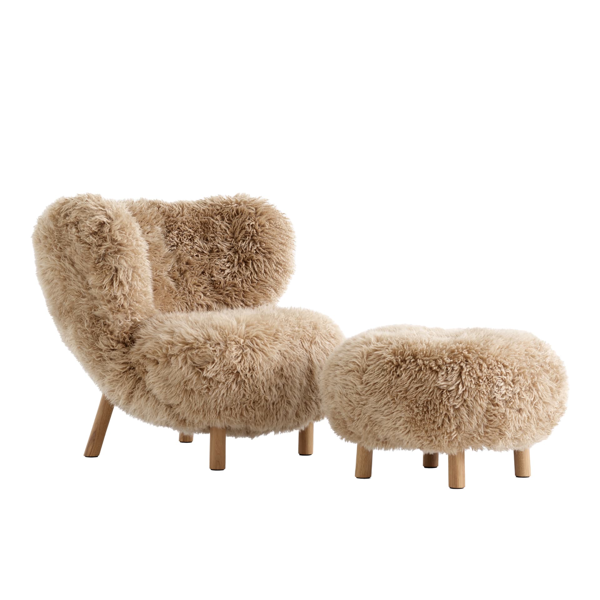 &Tradition - Little Petra VB1 Set Sheepskin Honey / Oiled Oak - Lenestoler - Viggo Boesen - Beige - Tre/Syntetisk materiale/Skum