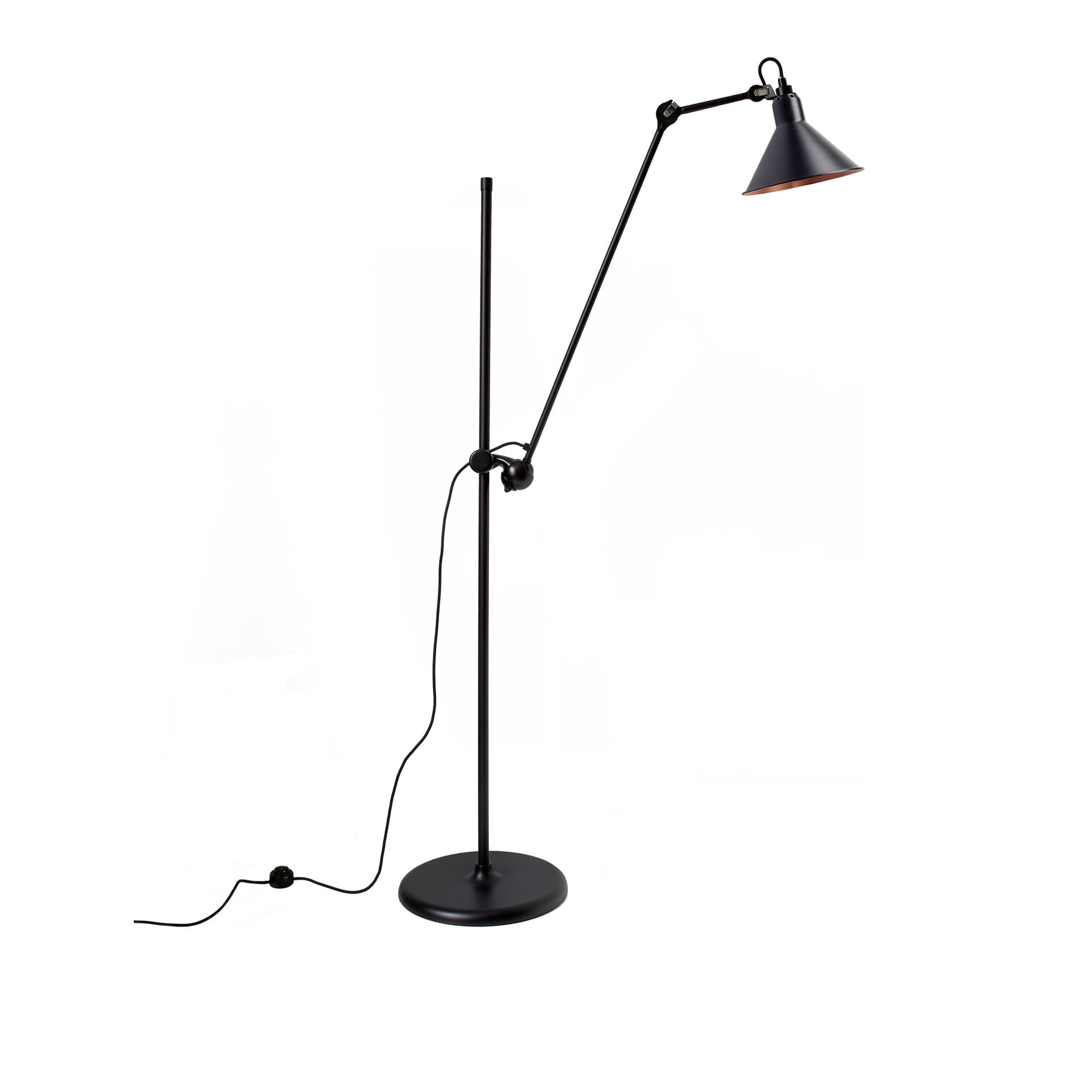 DCWéditions - Lampe Gras No215 - Conic - Svart bas, Svart med kopparinsida - Leselamper - Bernard-Albin Gras - Svart