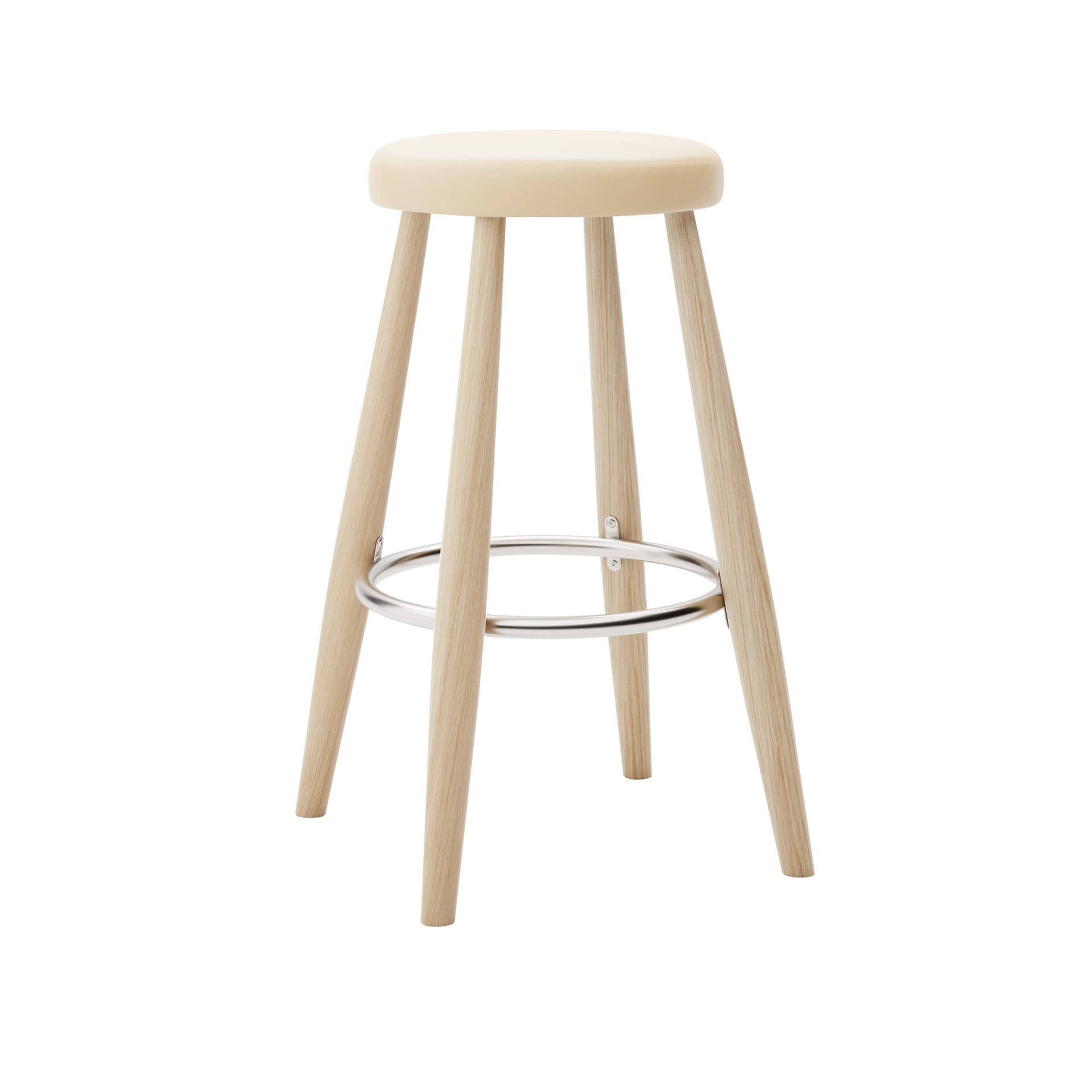 Carl Hansen - CH58 Low Stool, Vitoljad Ek, Lädergrupp C Sif - 90 - Barstoler & barkrakker - Hans J. Wegner - Tre farget - Lær/Metall/Tre