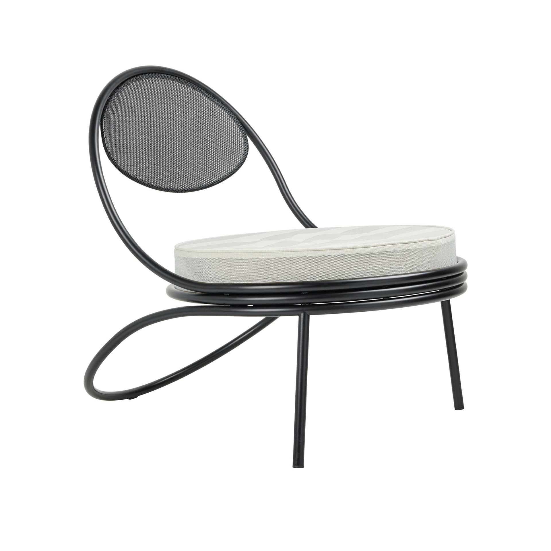 GUBI Copacabana Outdoor Lounge Chair m. polstret sete Leslie stripe limonta 020-svarte ben