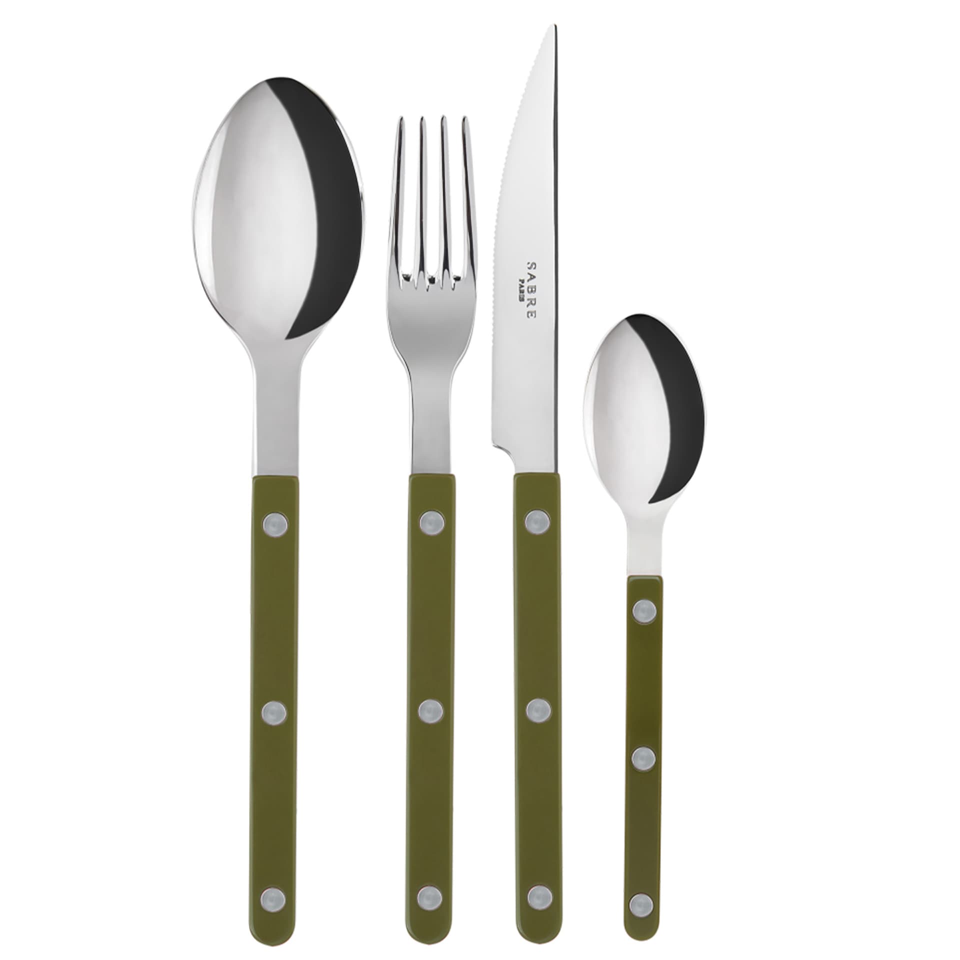 Sabre Paris - Bistrot Shiny Solid / 24 Pieces Cutlery Set / Green Fern - Bestikksett