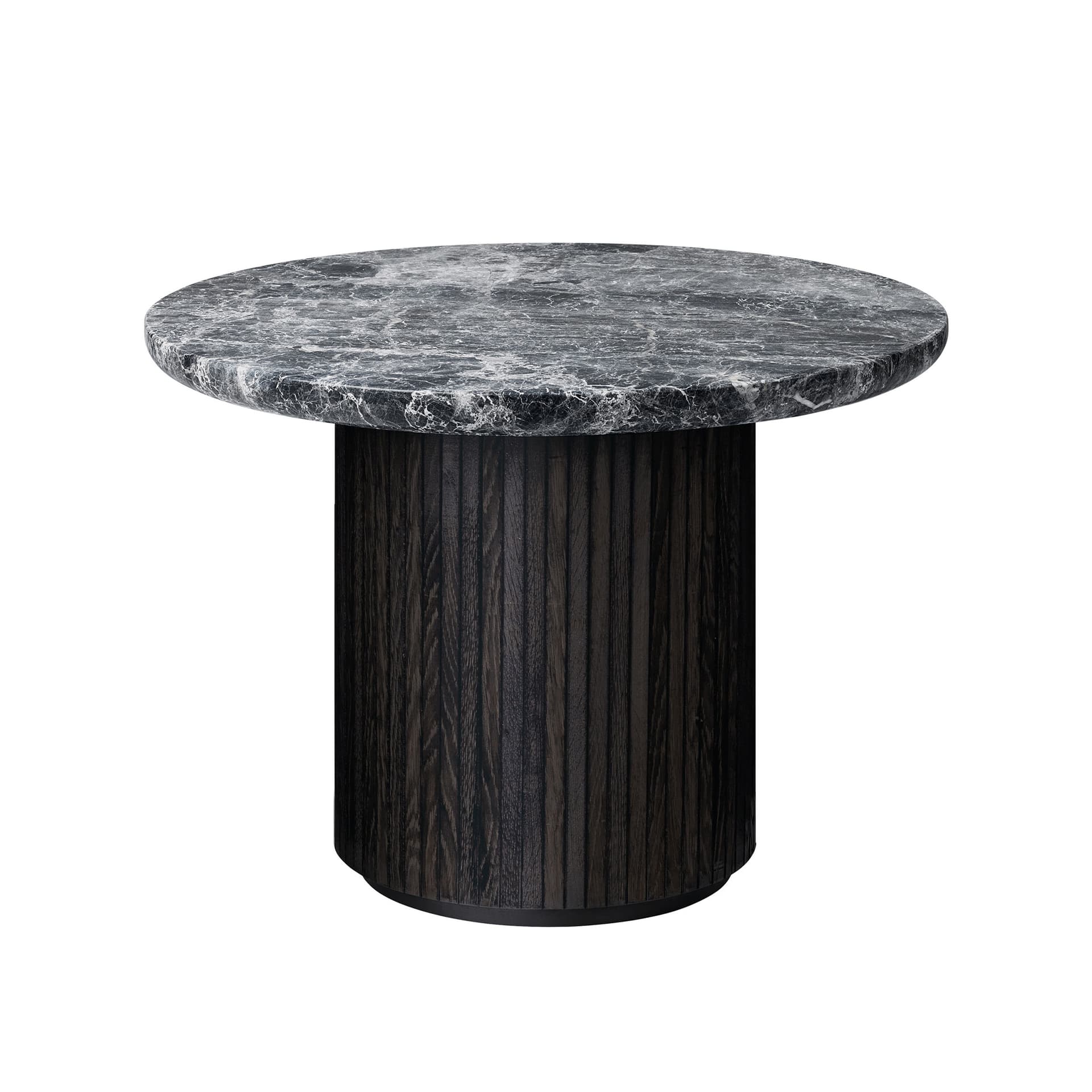 Gubi - Moon Coffee Table Round H45 x Ø60, Grey Emperador - Sofabord - Space Copenhagen - Brun,Grå,Svart - Tre/Stein