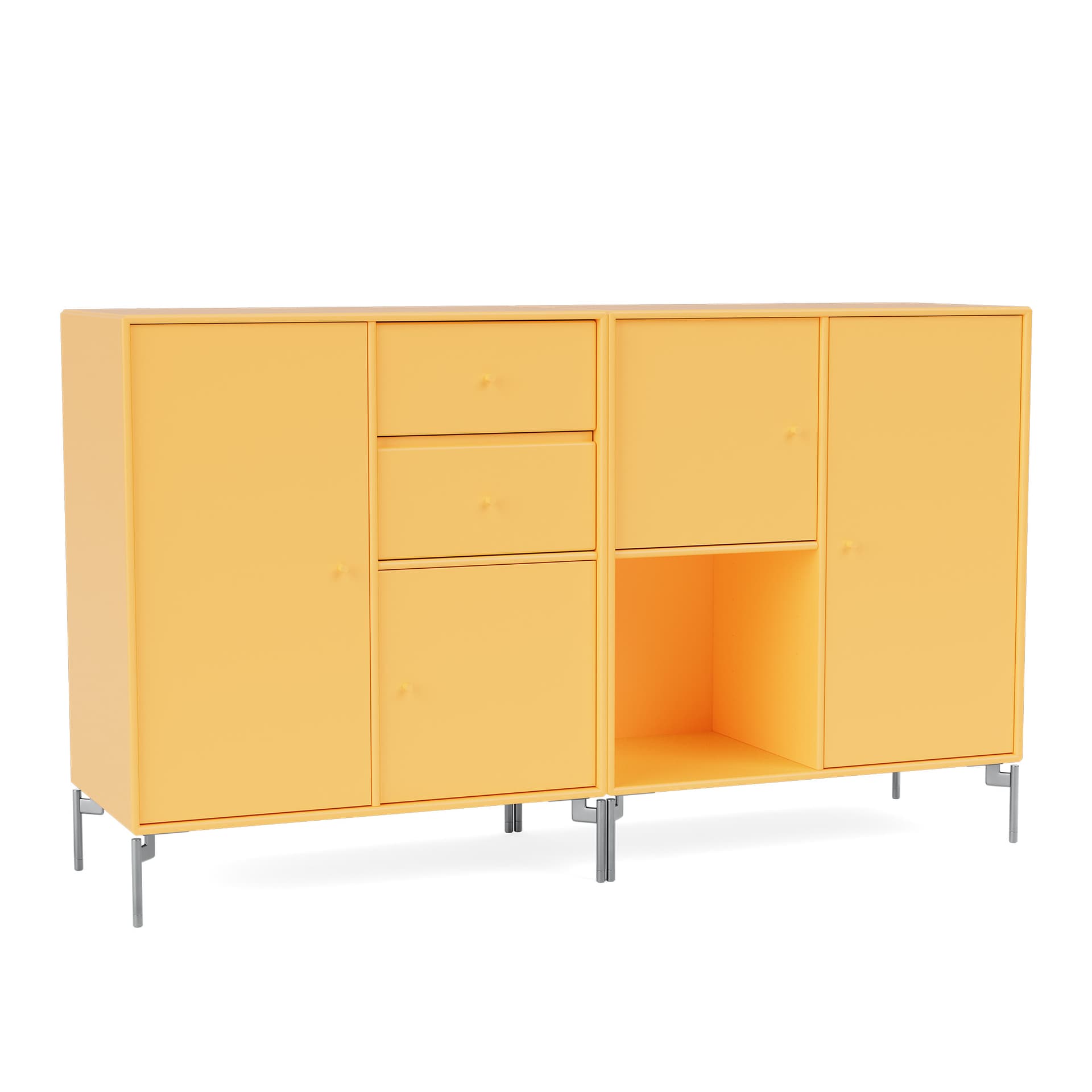 Montana - Couple Sideboard 166-Acacia Matt Chrome - Sideboards - Peter J. Lassen - Gul - Tre