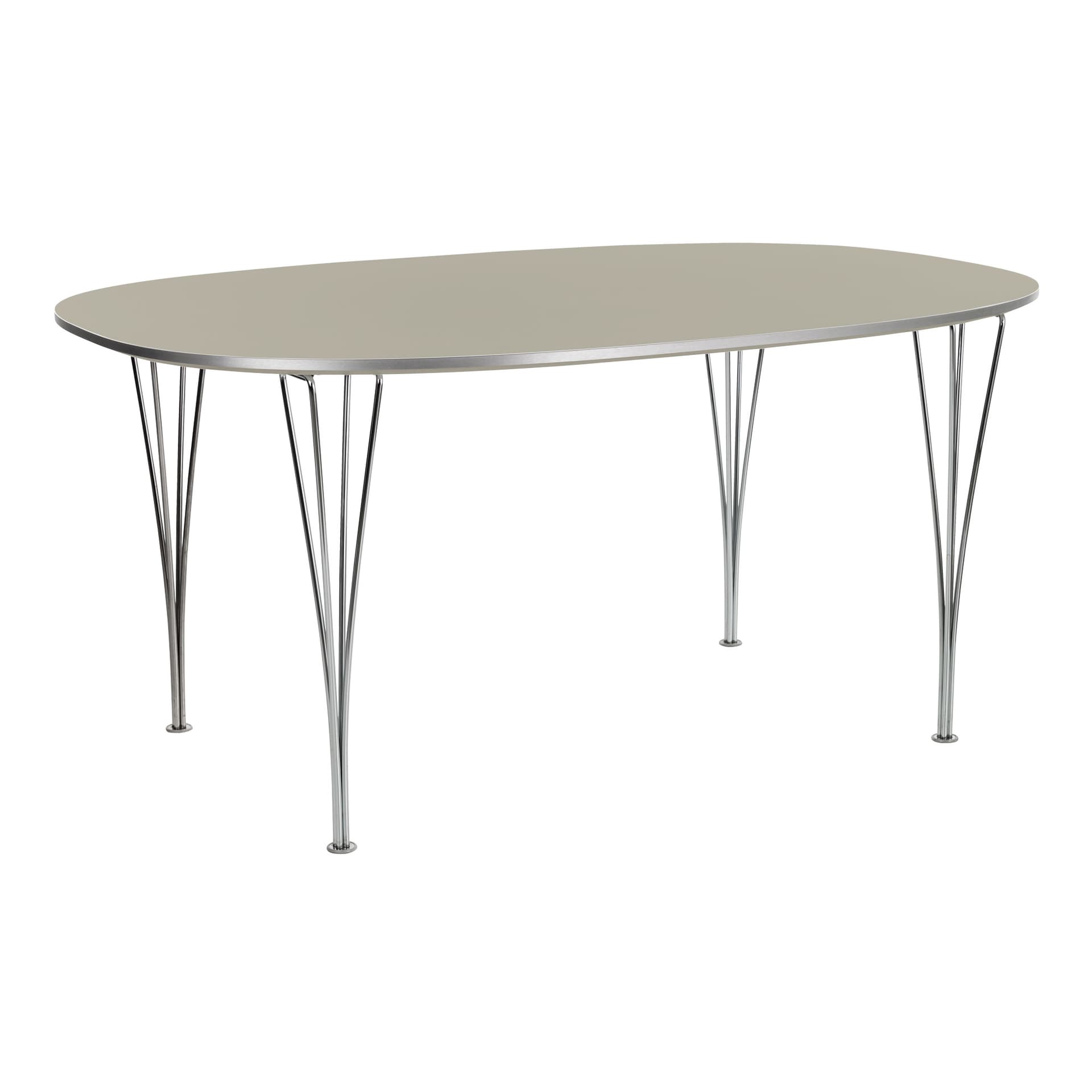 Fritz Hansen - Superellips B617 – 300x130 cm Grey Efeso/Chrome - Spisebord - Arne Jacobsen,Bruno Mathsson,Piet Hein - Grå - Metall/Tre