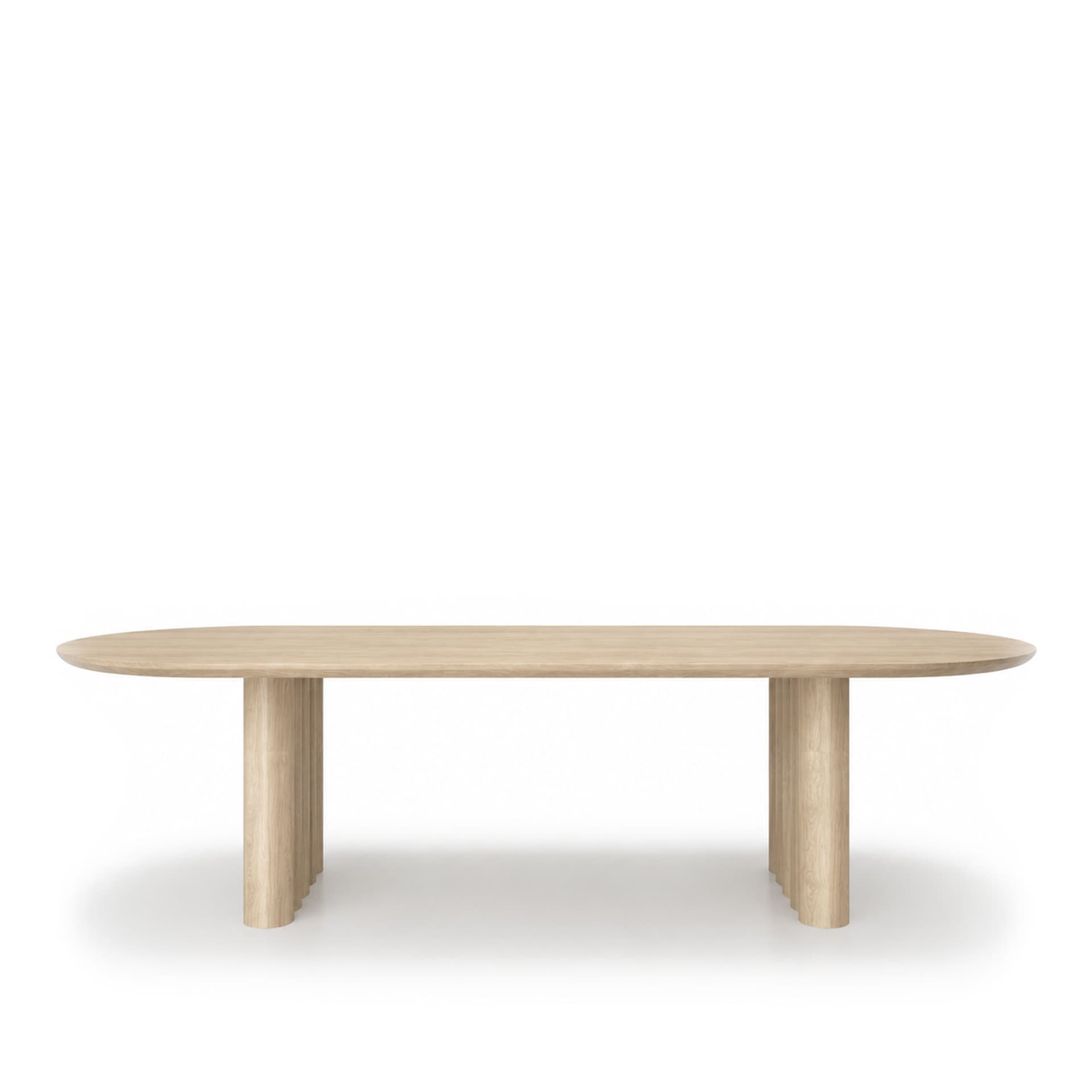 Dk3 - Plush Table Oval 30mm tabletop 130mm legs  L300 x W100 x H72 cm  Max 2 extension leaves Oak - soap - Spisebord - Jacob Plejdrup - Beige - Tre