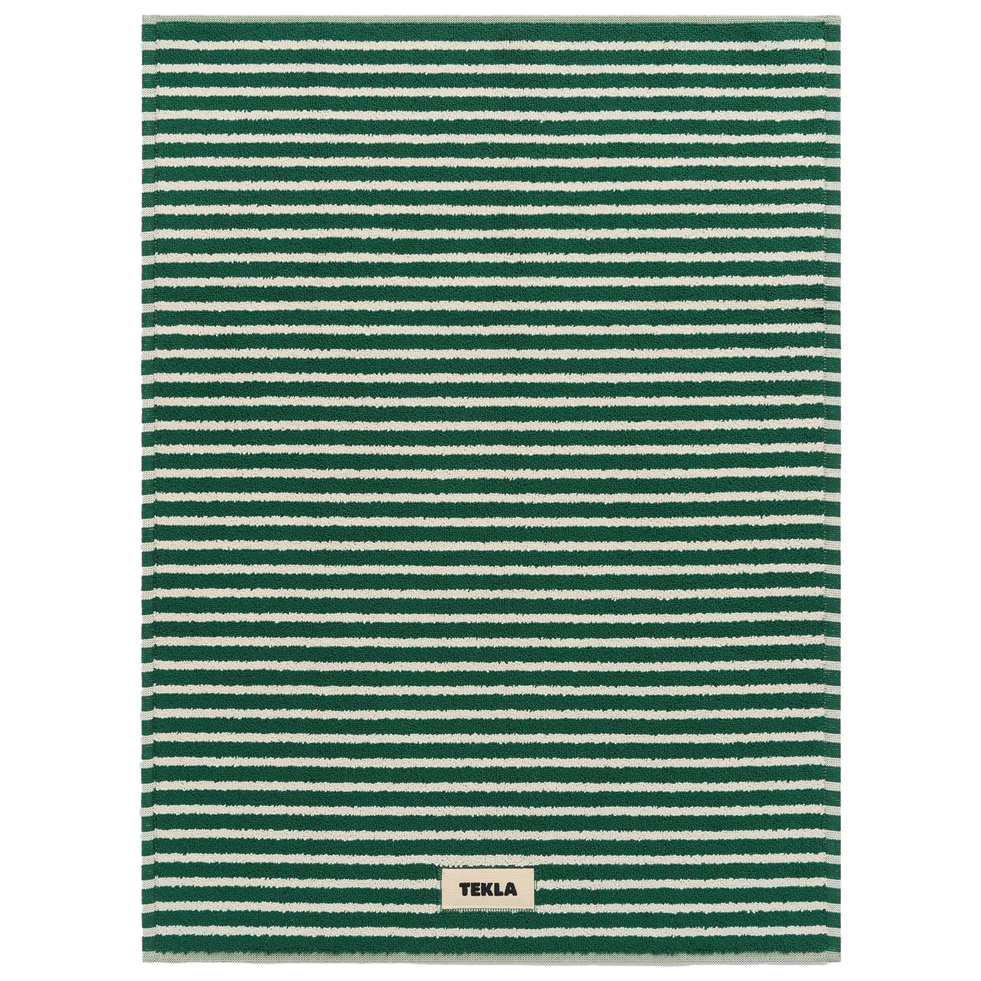 Tekla - Terry Teal Green Stripes badrumsmatta 50x70 cm  - Baderomsmatter - Grønn