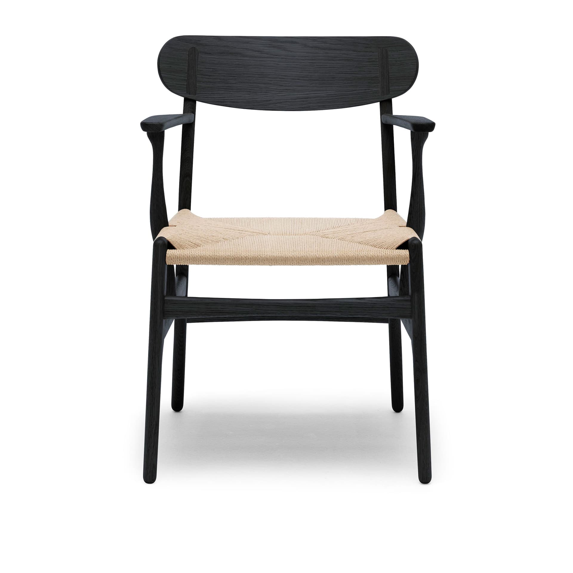 Carl Hansen - CH26, Svartlackad ek, Naturflätat papperssnöre - Spisestoler - Hans J. Wegner - Svart - Tre