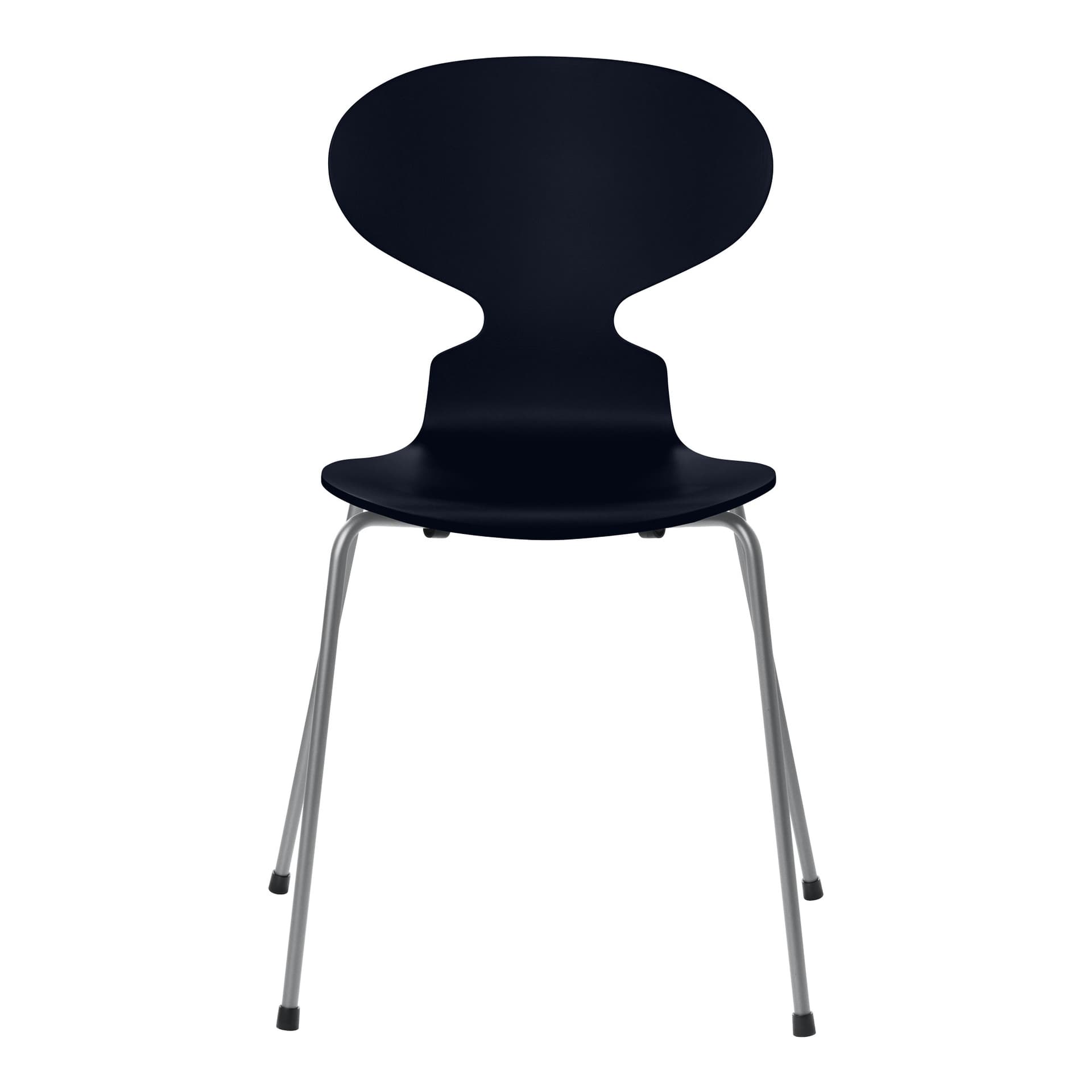 Fritz Hansen - Ant 3101 lakkert bøketrefinér stålstativ sølvgrå midnight blue - Spisestoler - Arne Jacobsen - Blå - Metall/Tre