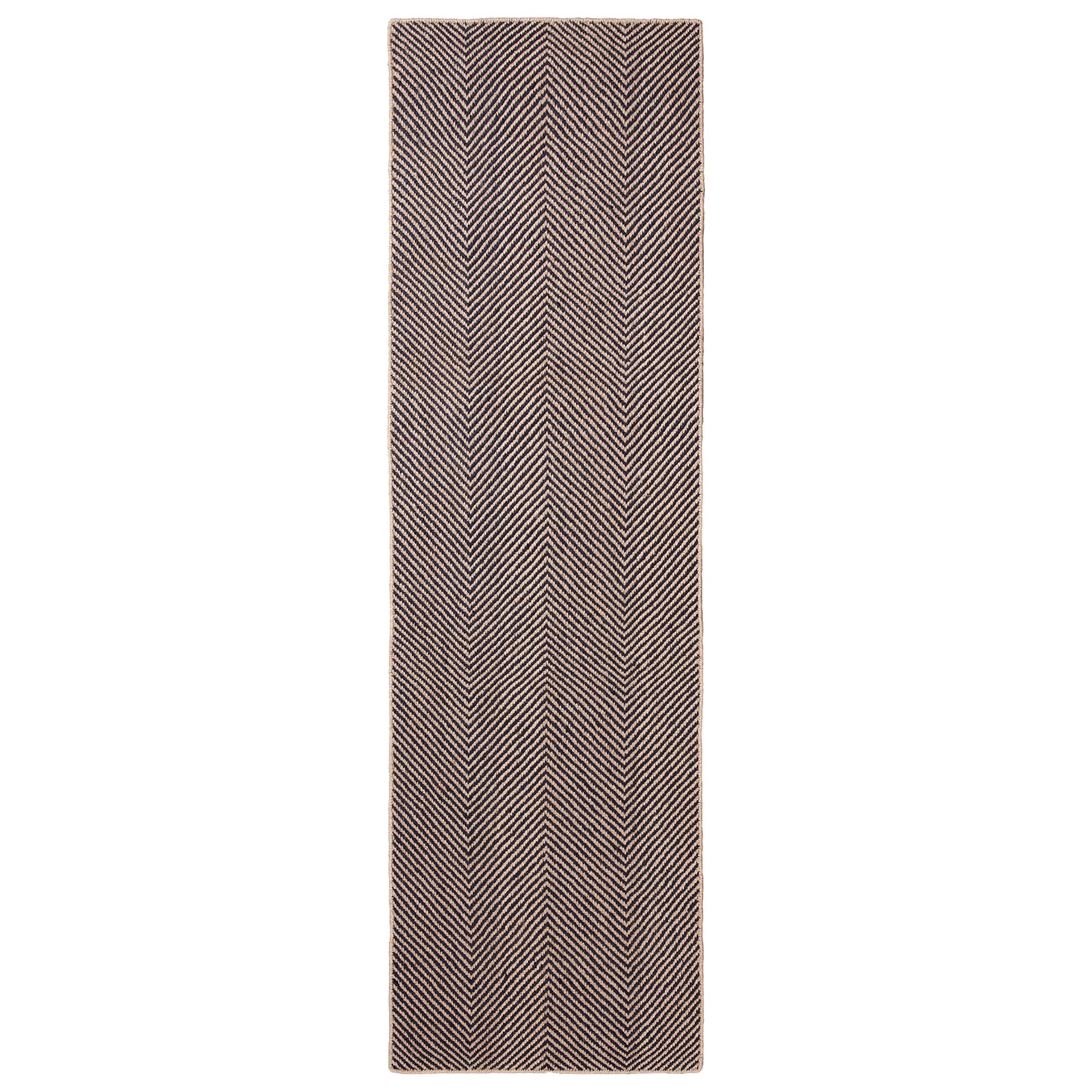 Nordic Knots - Jute Herringbone Natural/Black 75x250 cm - Mønstrede tepper - Svart - Jute