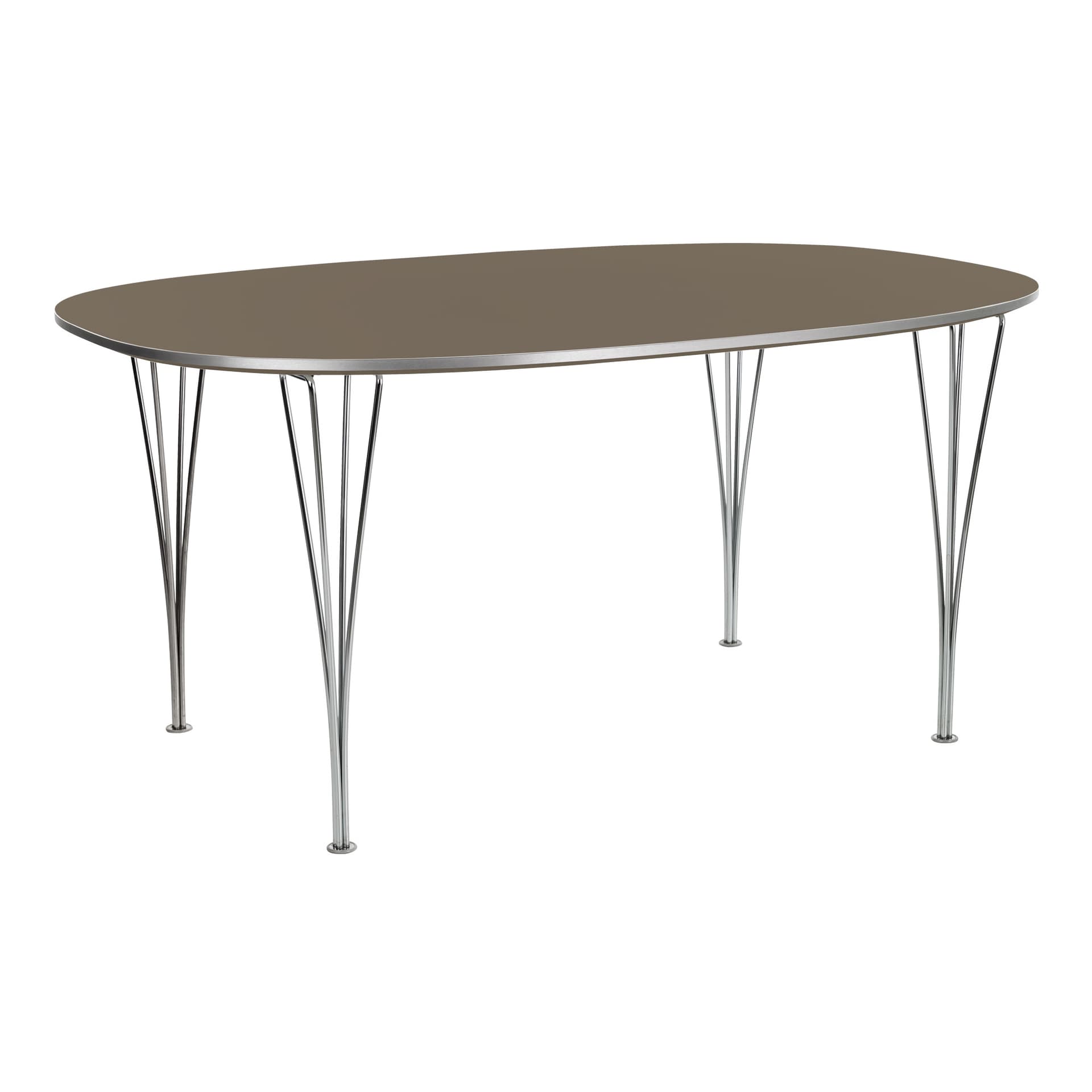 Fritz Hansen - Superellips B617 – 300x130 cm Brown Ottowa/Chrome - Spisebord - Arne Jacobsen,Bruno Mathsson,Piet Hein - Brun - Metall/Tre
