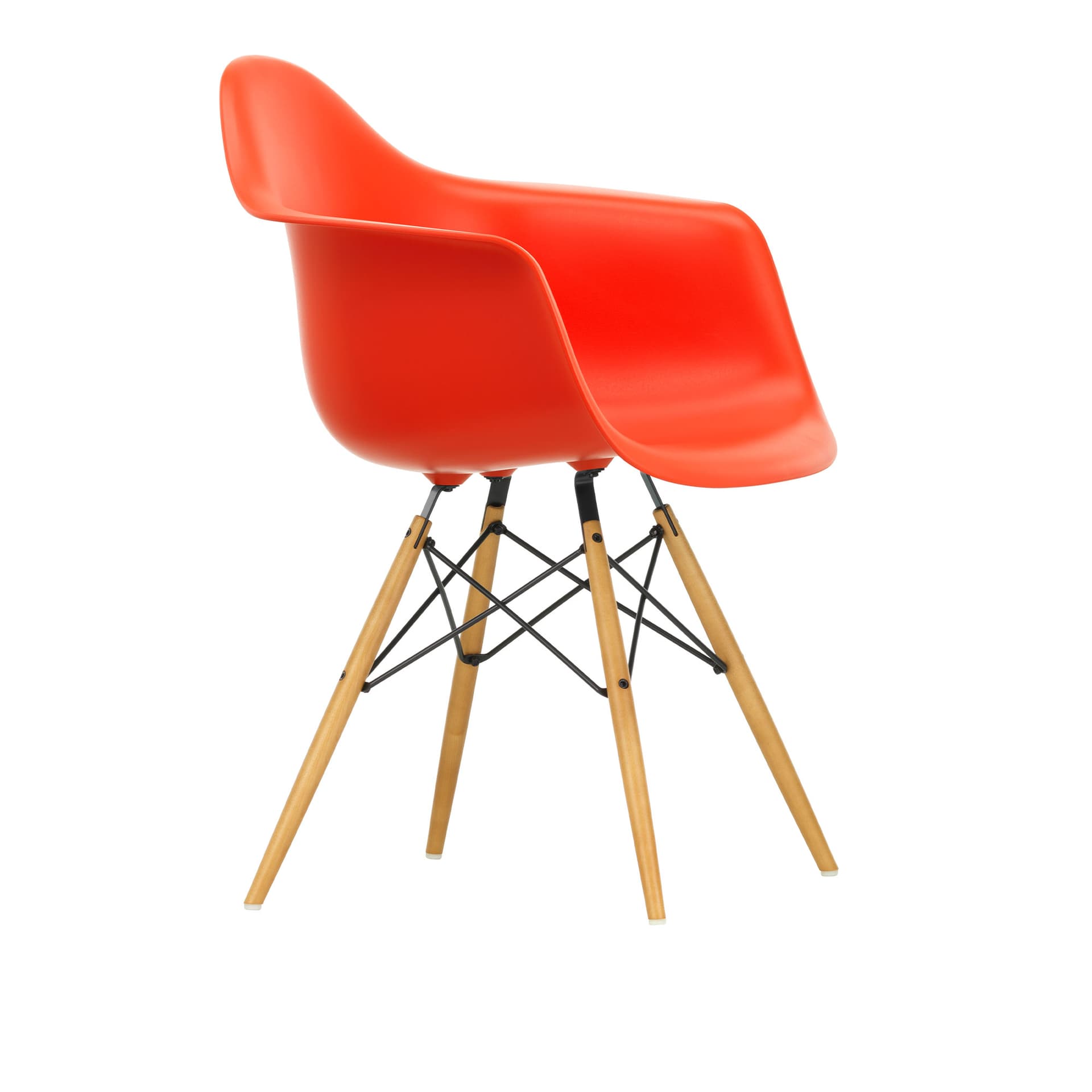 Vitra - Eames Plastic Armchair DAW - 03 Poppy Red - Golden Maple - Spisestoler - Charles & Ray Eames - Rød - Metall/Tre/Plast