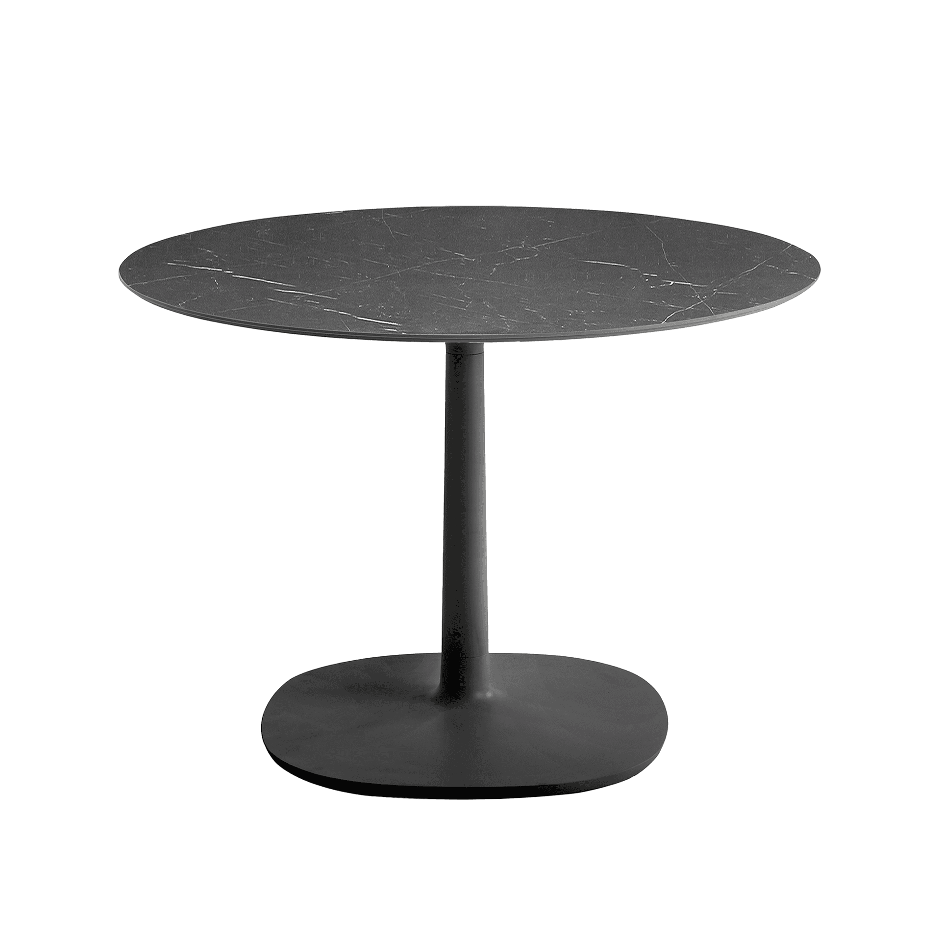 Kartell - Multiplo 4181 rundt bord Ø118 med stor kvadratisk base svart marmor - Spisebord - Antonio Citterio - Svart - Naturlig materiale/Metall