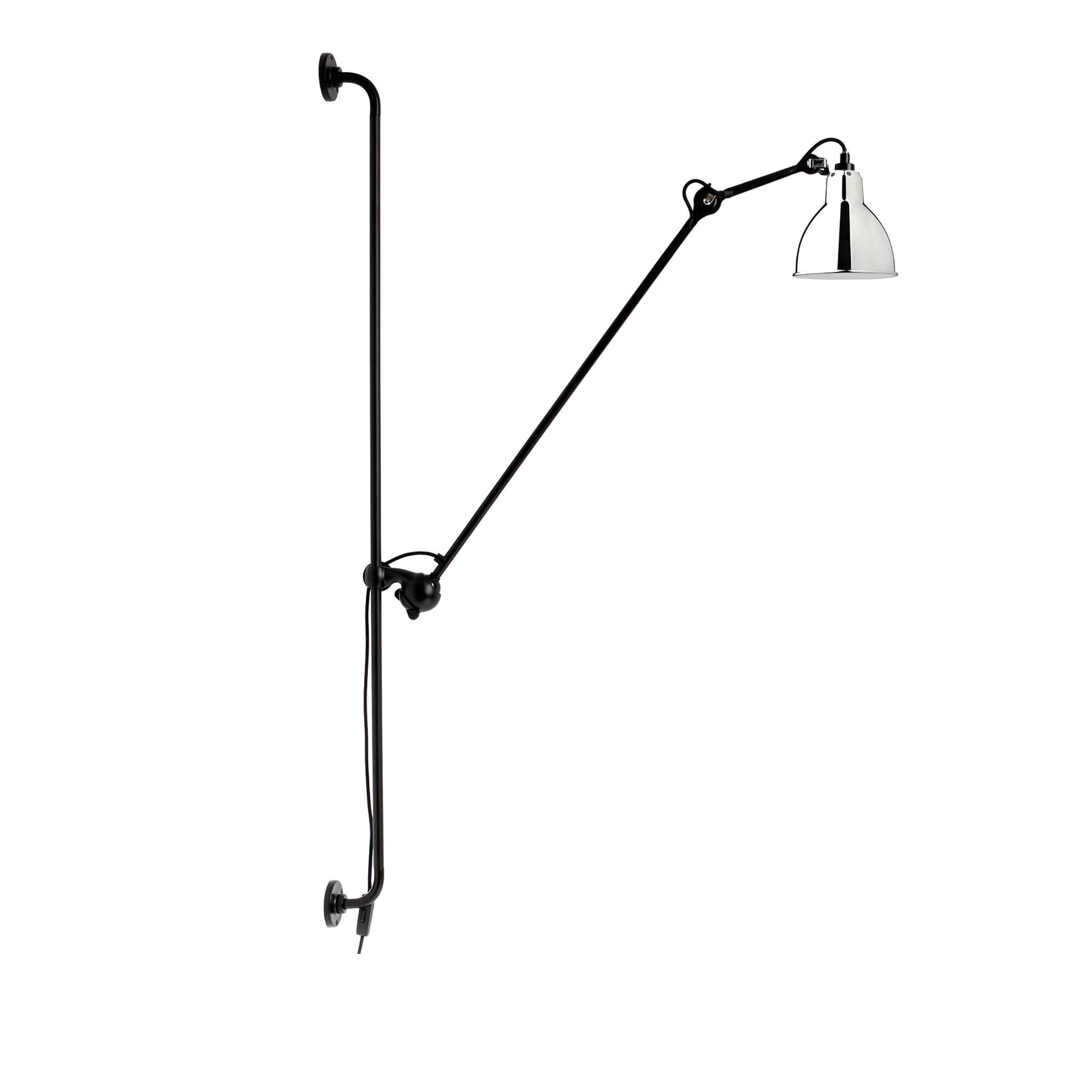 Lampe Gras - 214 Vegglampe Round Chrome/Black
